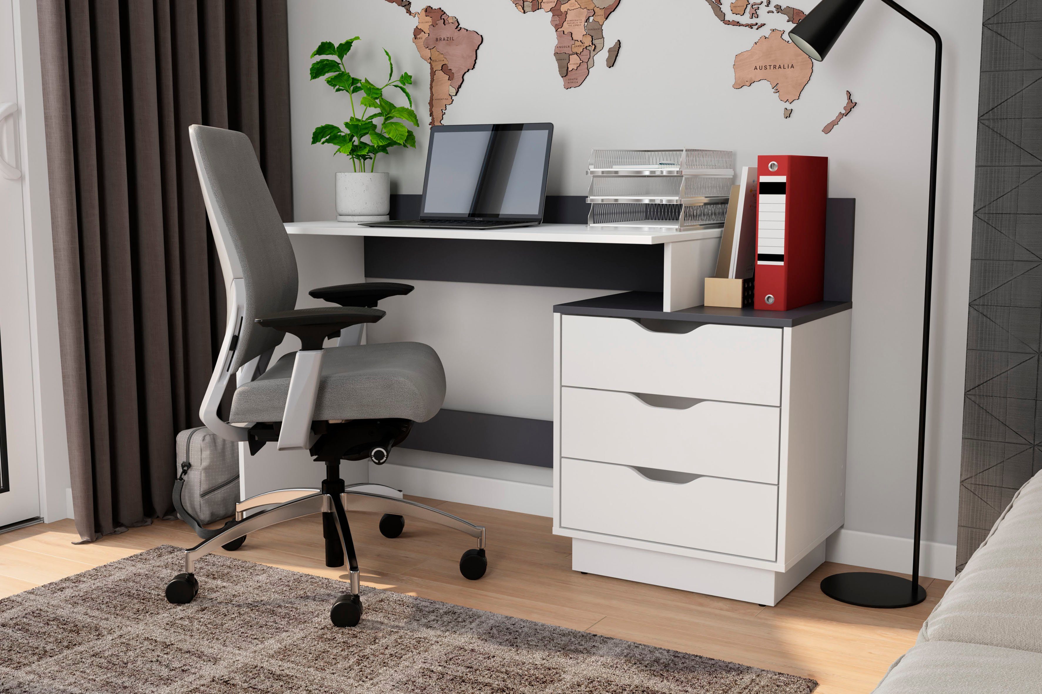 byLIVING Bureau Bern, modern pc-bureau met veel bergruimte, breedte 138 cm, rechts of links te monteren