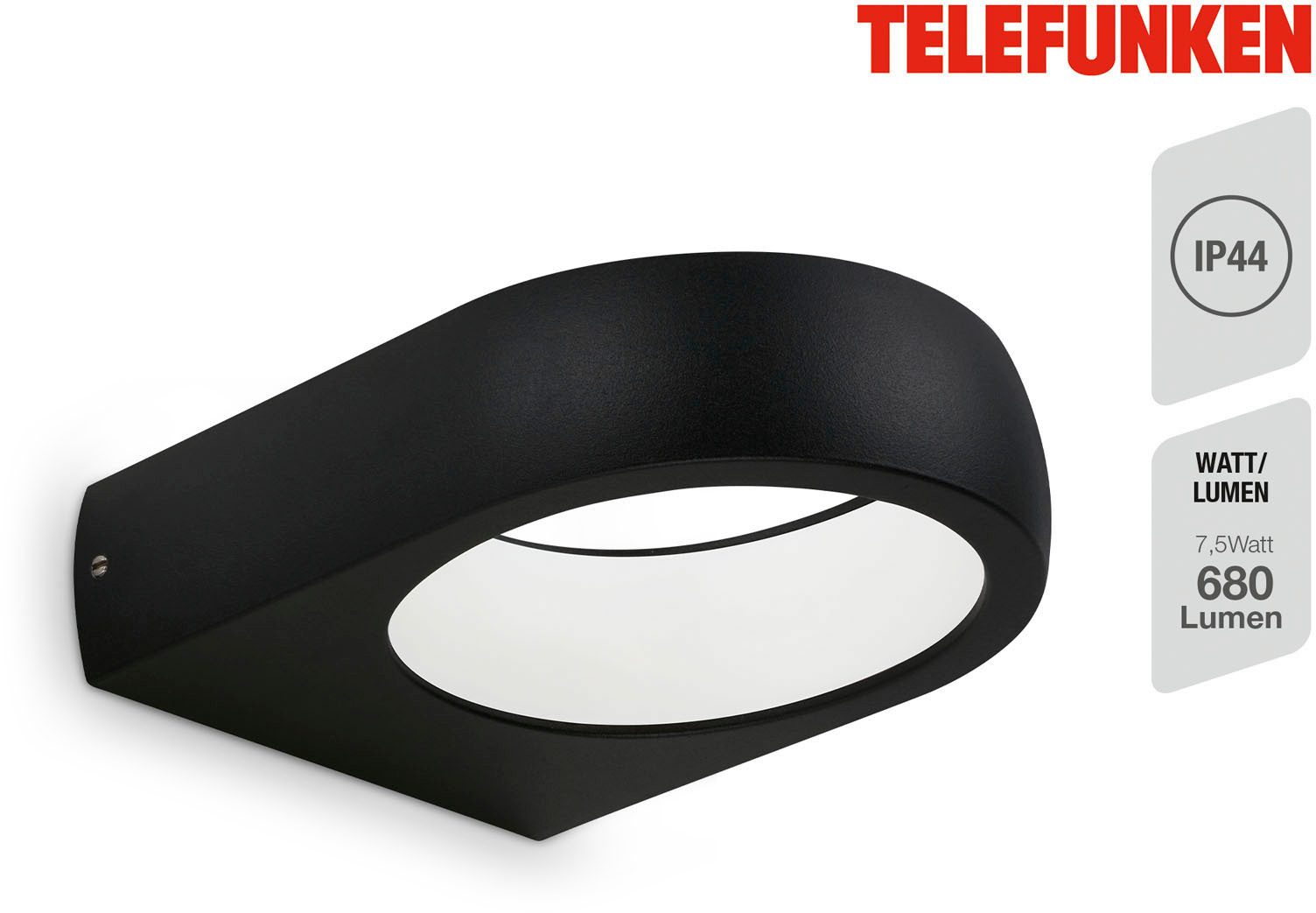 Telefunken Led-wandlamp voor buiten LED buitenlamp, zwart, 1xLED/6,5W