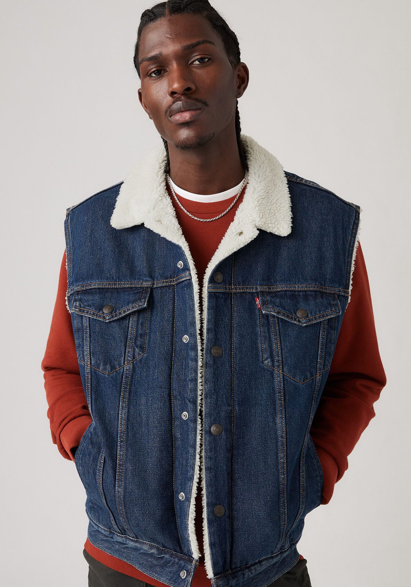 Levi's® Jeansgilet SLEEVELESS TYPE 3 SHERPA met lamswol-optiek binnenvoering