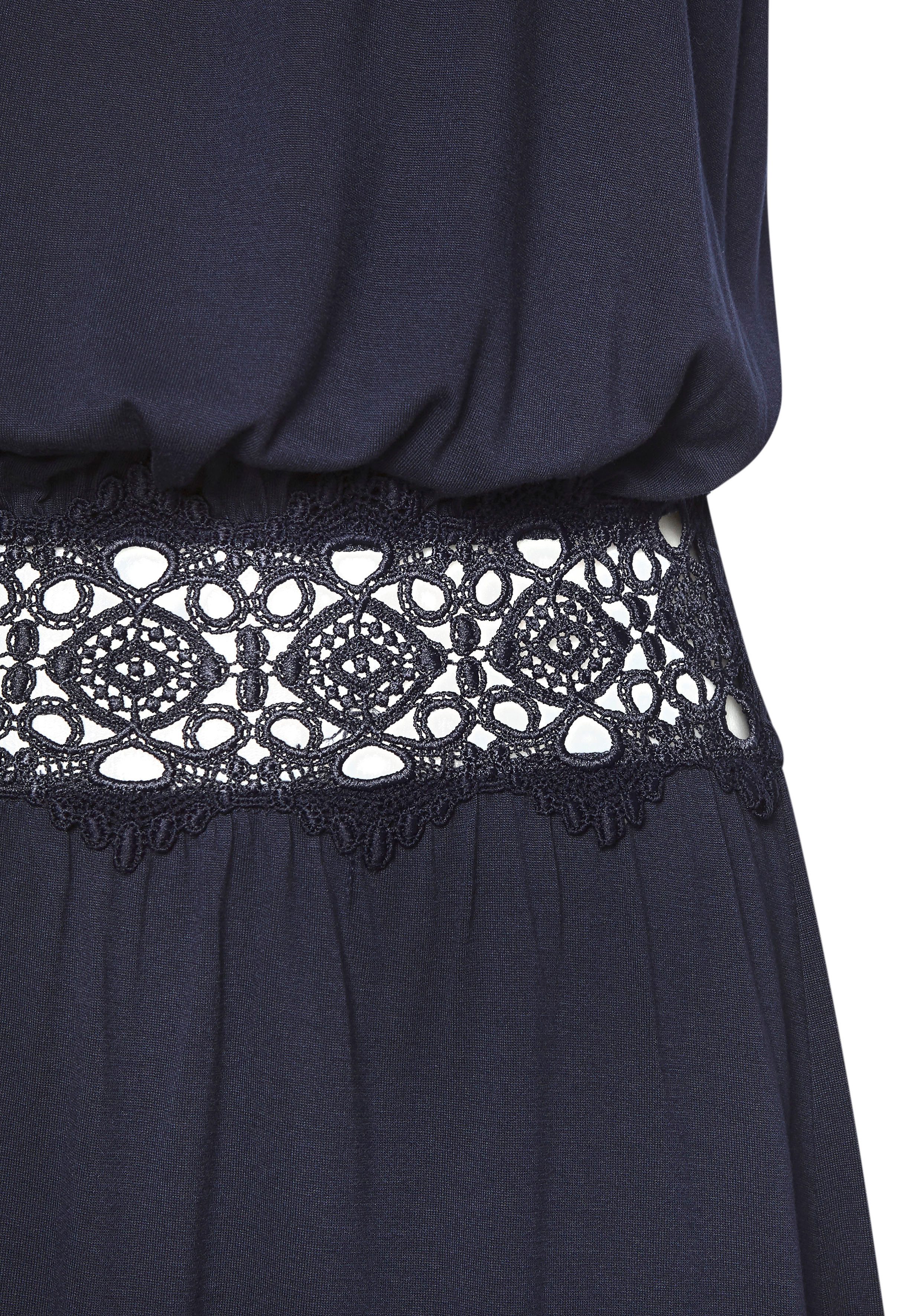 Vivance Zomerjurk met haakwerk inzet in de taille, elegante zomerjurk van jersey