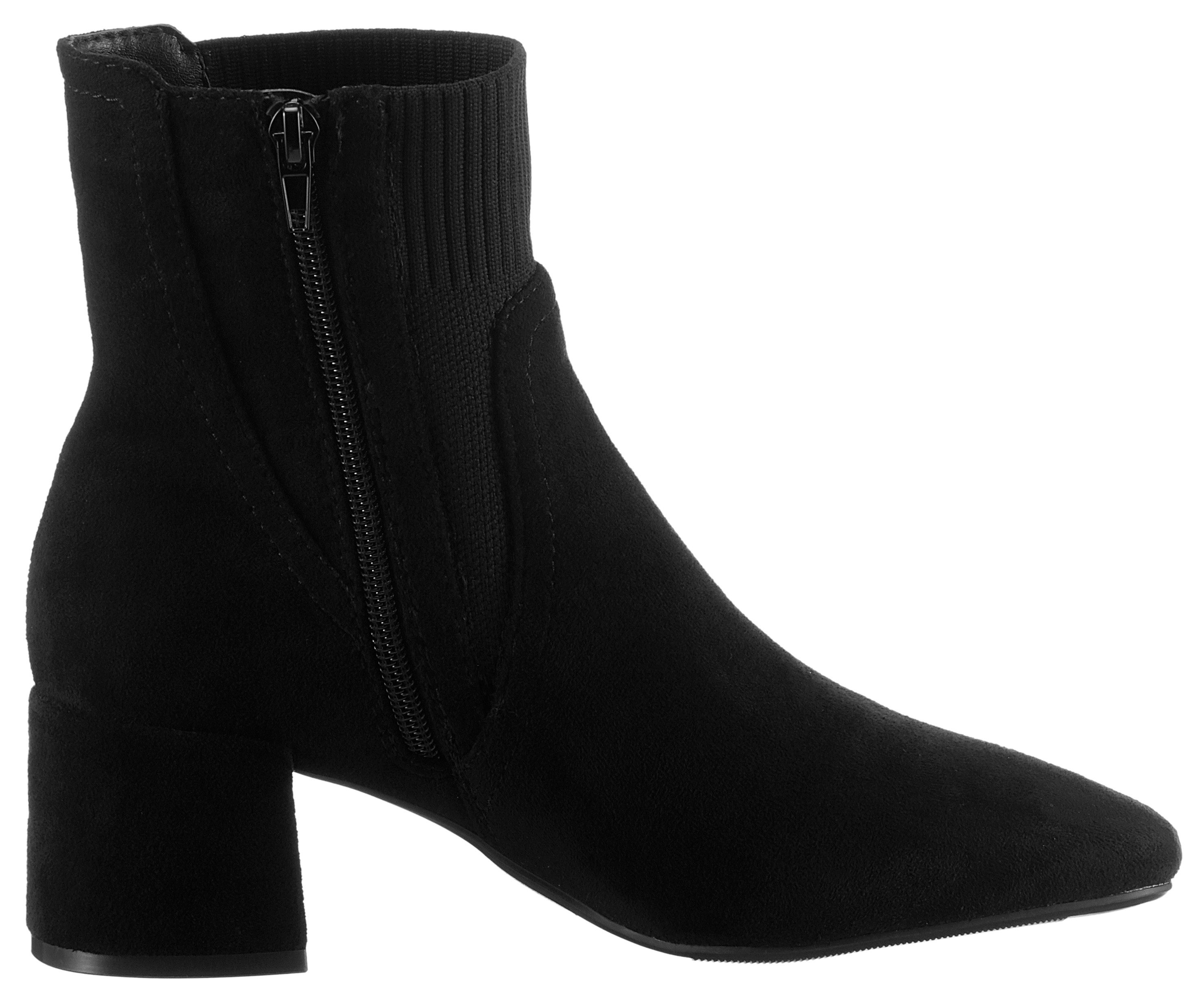 Aniston SHOES Laarsjes blokhak, vierkante vorm, met brei-inzet - nieuwe collectie