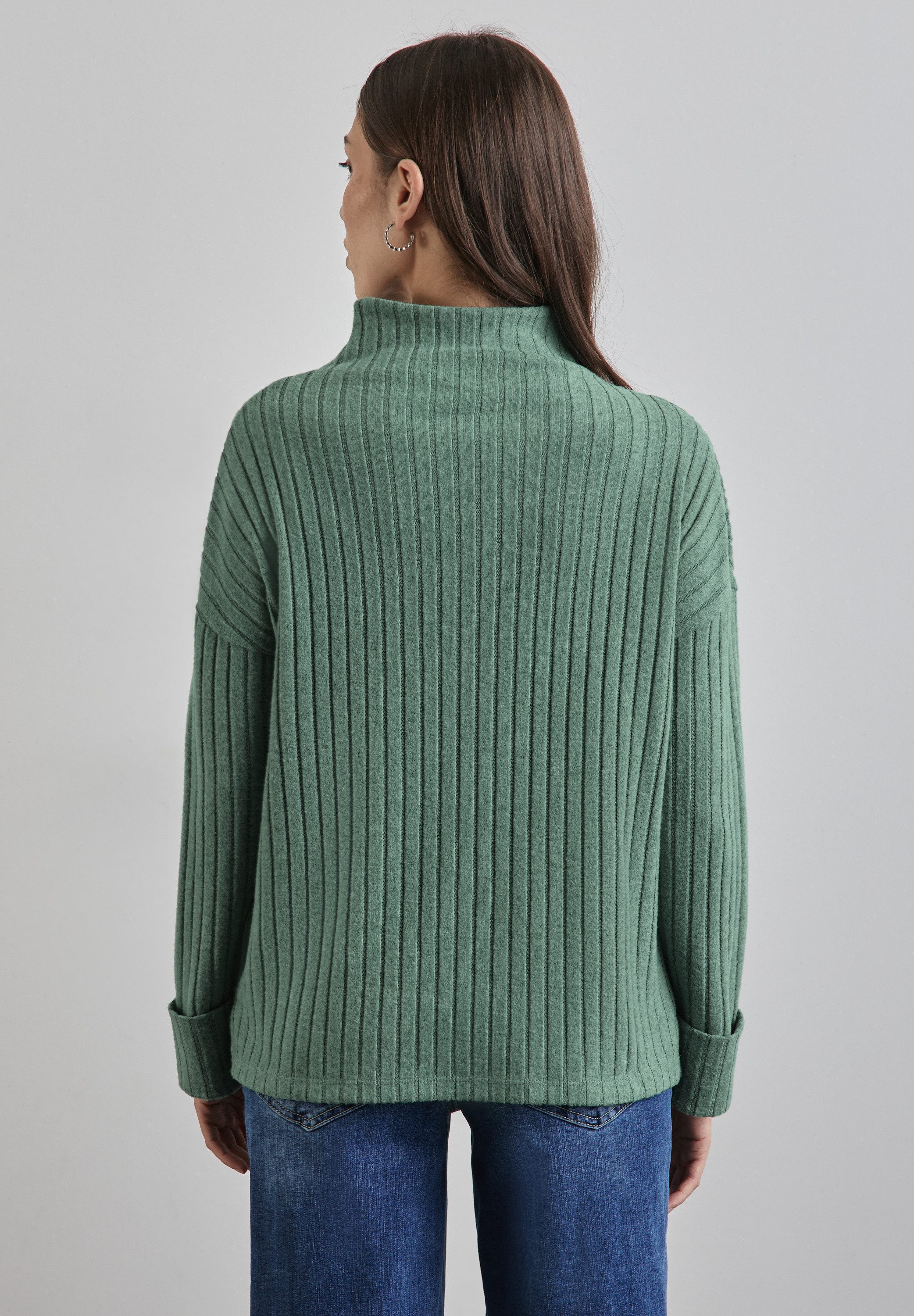 STREET ONE Shirt met lange mouwen met ribstructuur