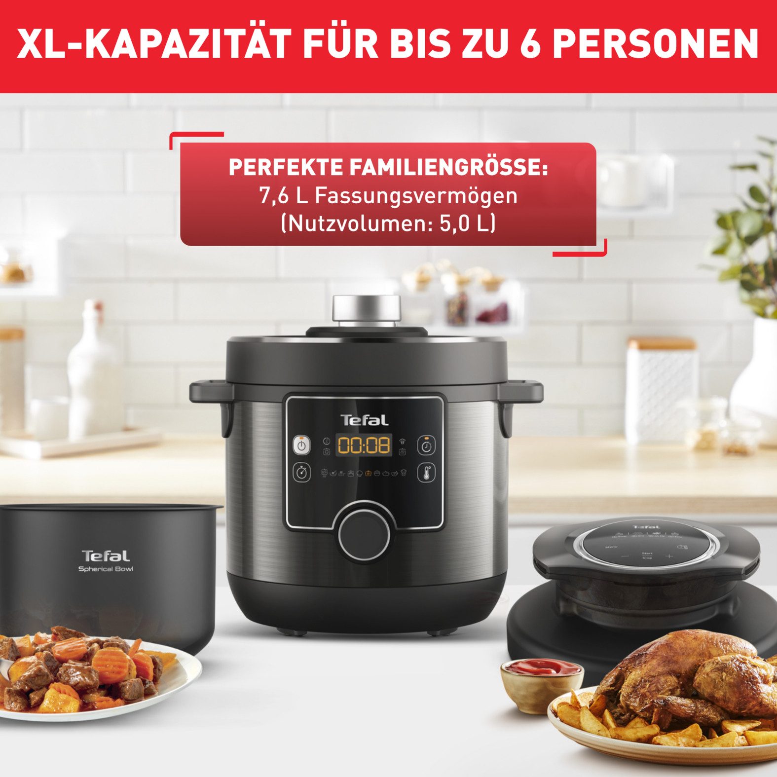 Tefal Multi-cooker CY7788 Turbo Cuisine & Fry Snelkookfunctie, 10 aut. kookprogramma's, 4 extra Crisp programma’s