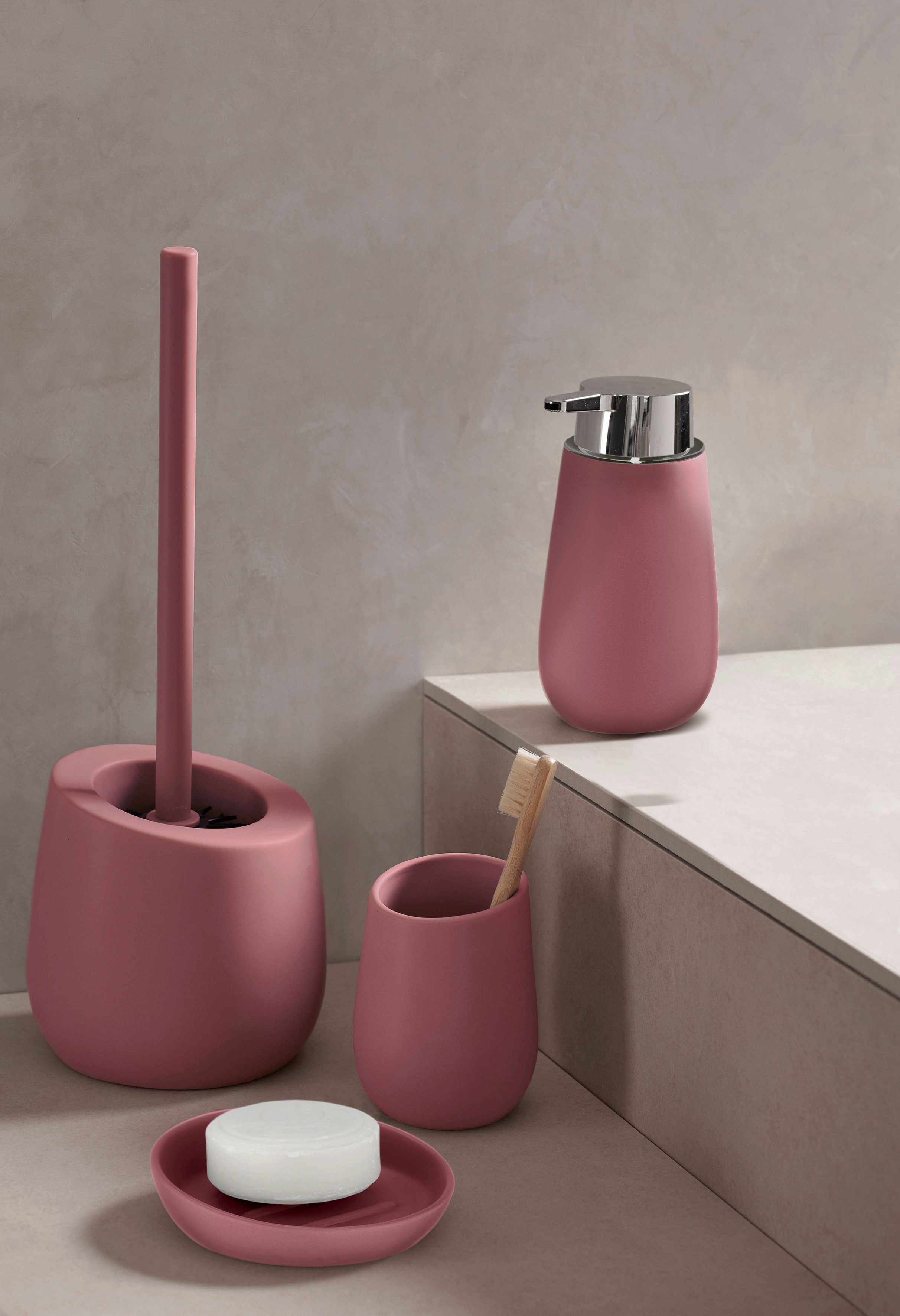 WENKO Toiletset Badi oudroze, van keramiek
