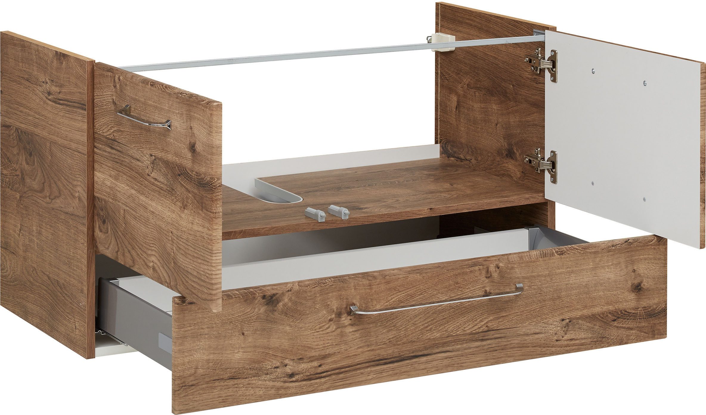 Saphir Badmeubelset Quickset 943 2-delig, mineraalmarmere wastafel en LED-spiegelkast (set)