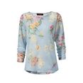 aniston casual shirt met lange mouwen met maxi-bloemenprint en vogels blauw