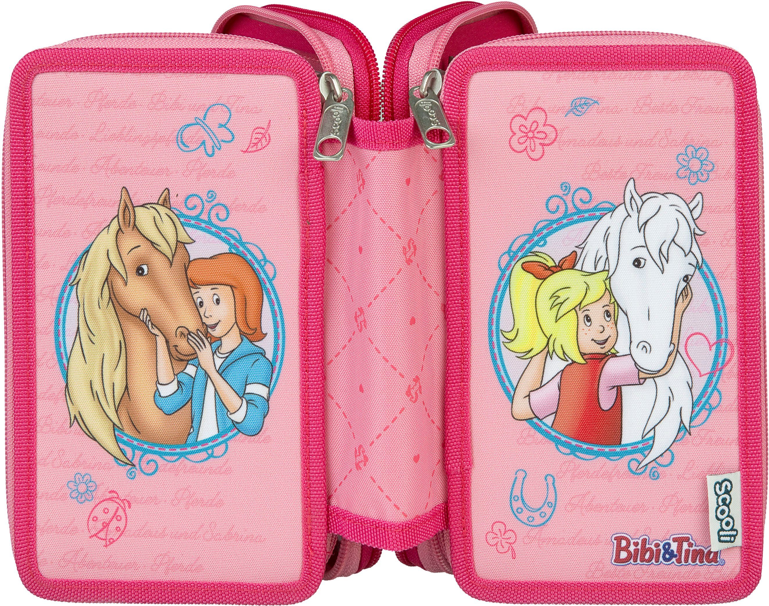 Scooli Etui Tripledecker, Bibi & Tina gevuld, inclusief geodriehoek