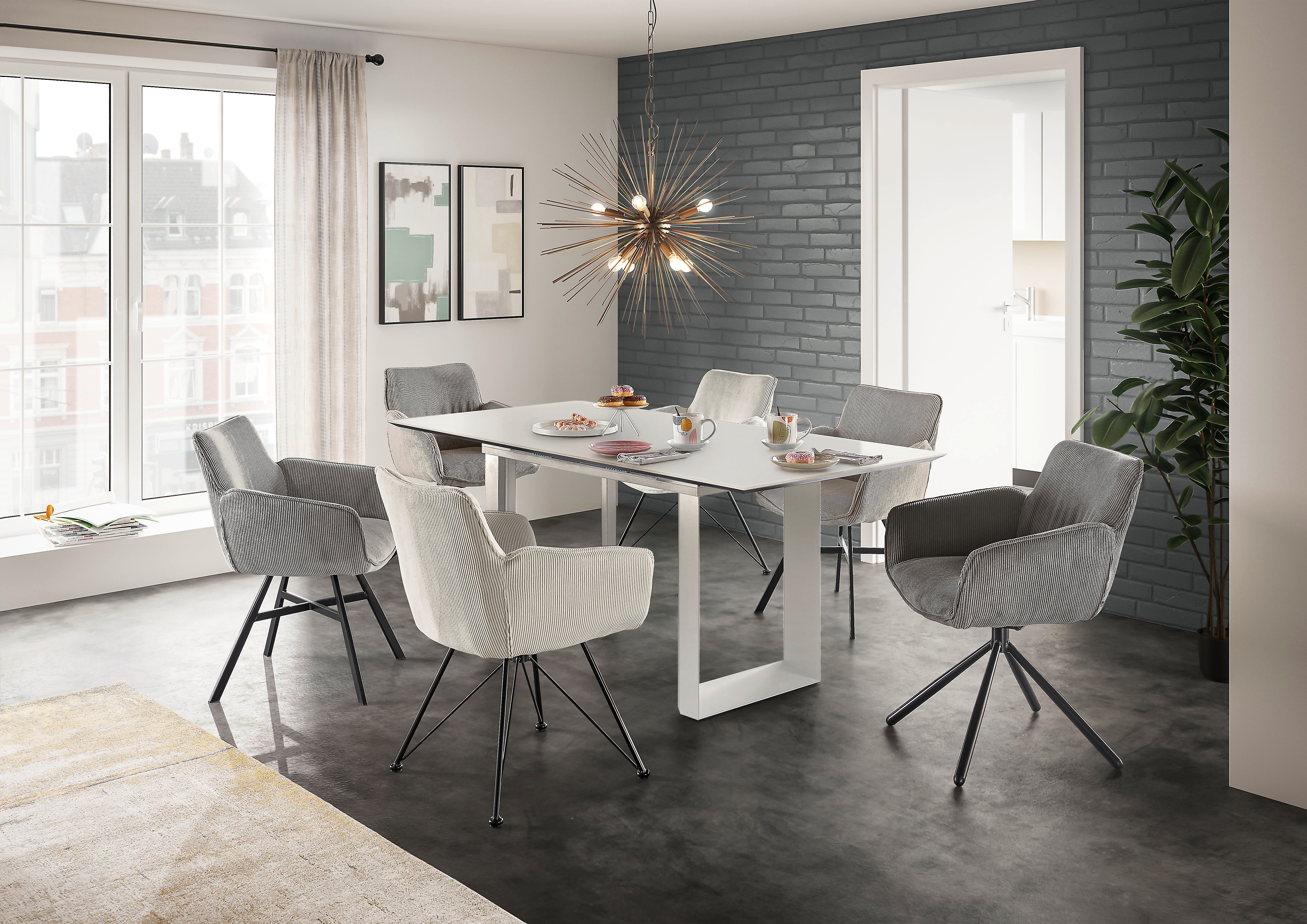 set one by Musterring Eettafel New Atlanta Rechthoekig blad met Zwitserse rand, uitschuifbaar, onderstel in U-vorm