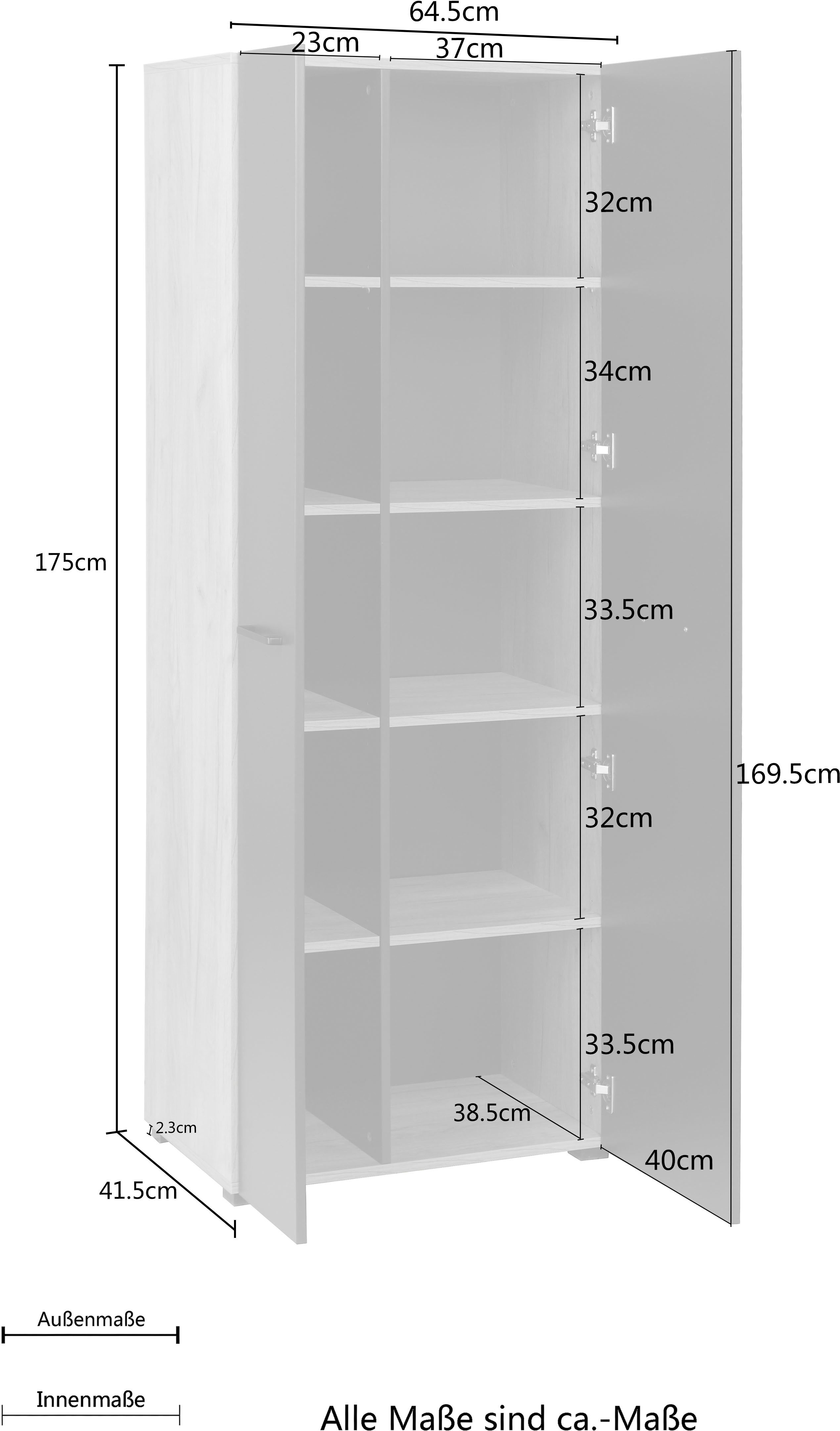 Places of Style Archiefkast Moid Hoogte 174,5 cm, moderne multifunctionele kast met deuren