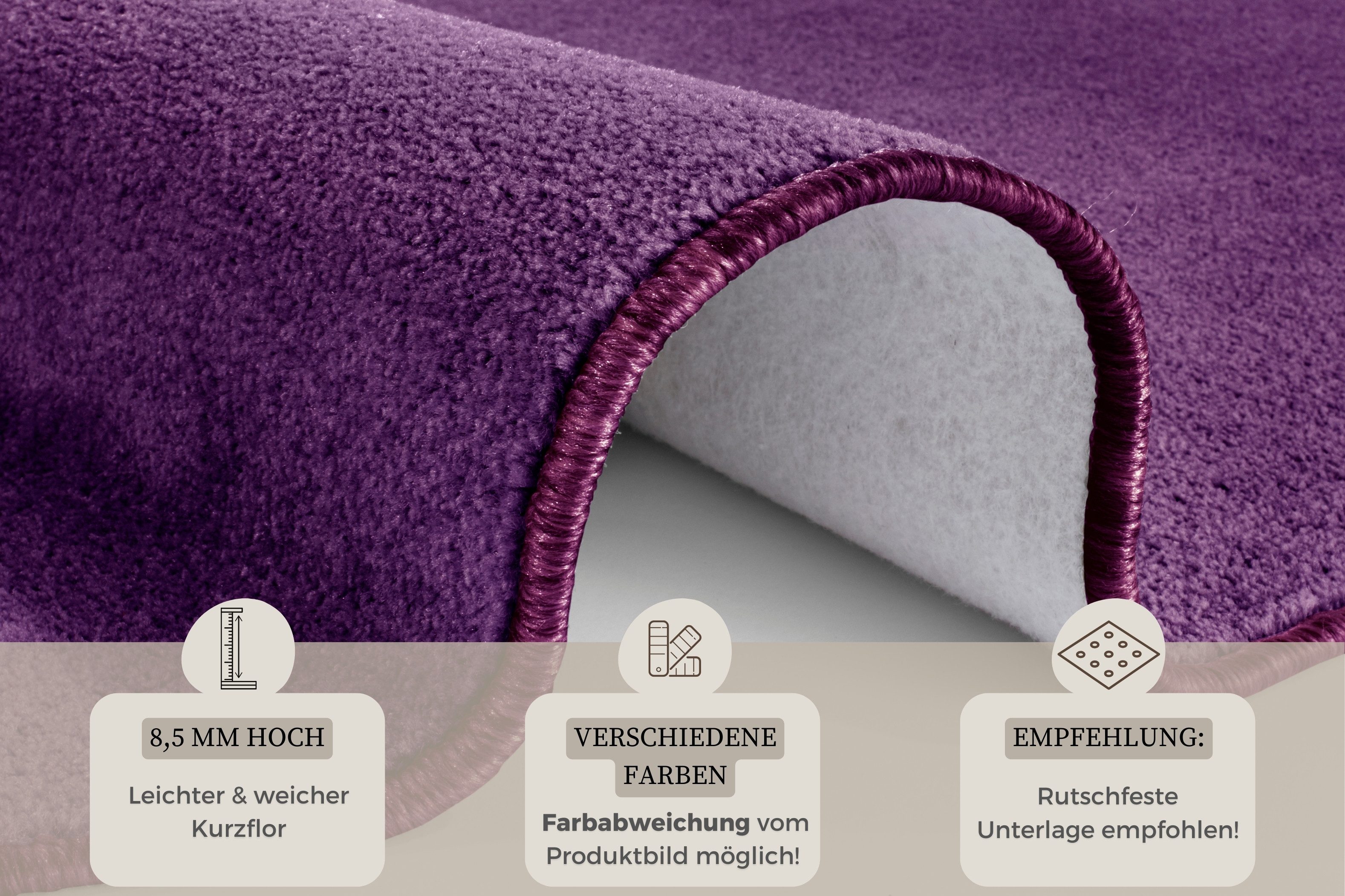HANSE Home Vloerkleed Shashi Korte pool, unikleur, vloerkleed, zacht, eetkamer, kinderkamer, hal