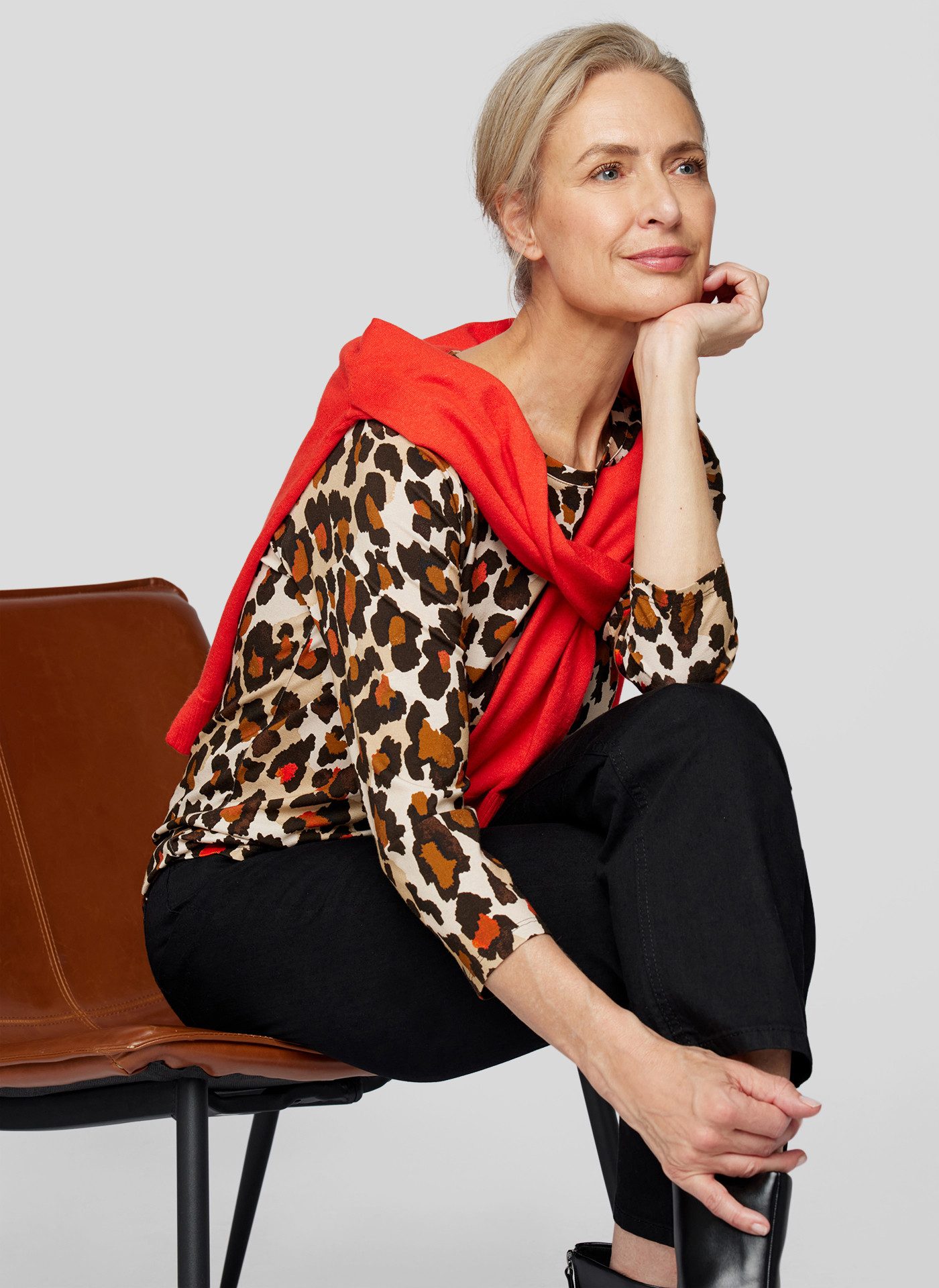 Rabe Shirt met 3/4 mouwen met luipaardprint