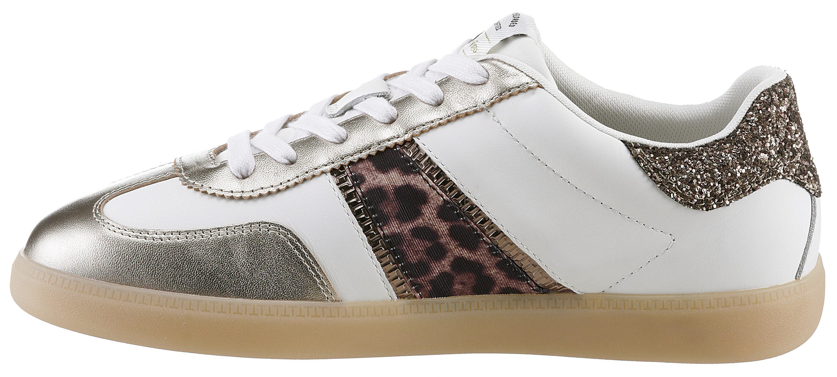 Tamaris Sneakers , vrijetijdsschoen, lage schoen, veterschoen met glitter op de hiel