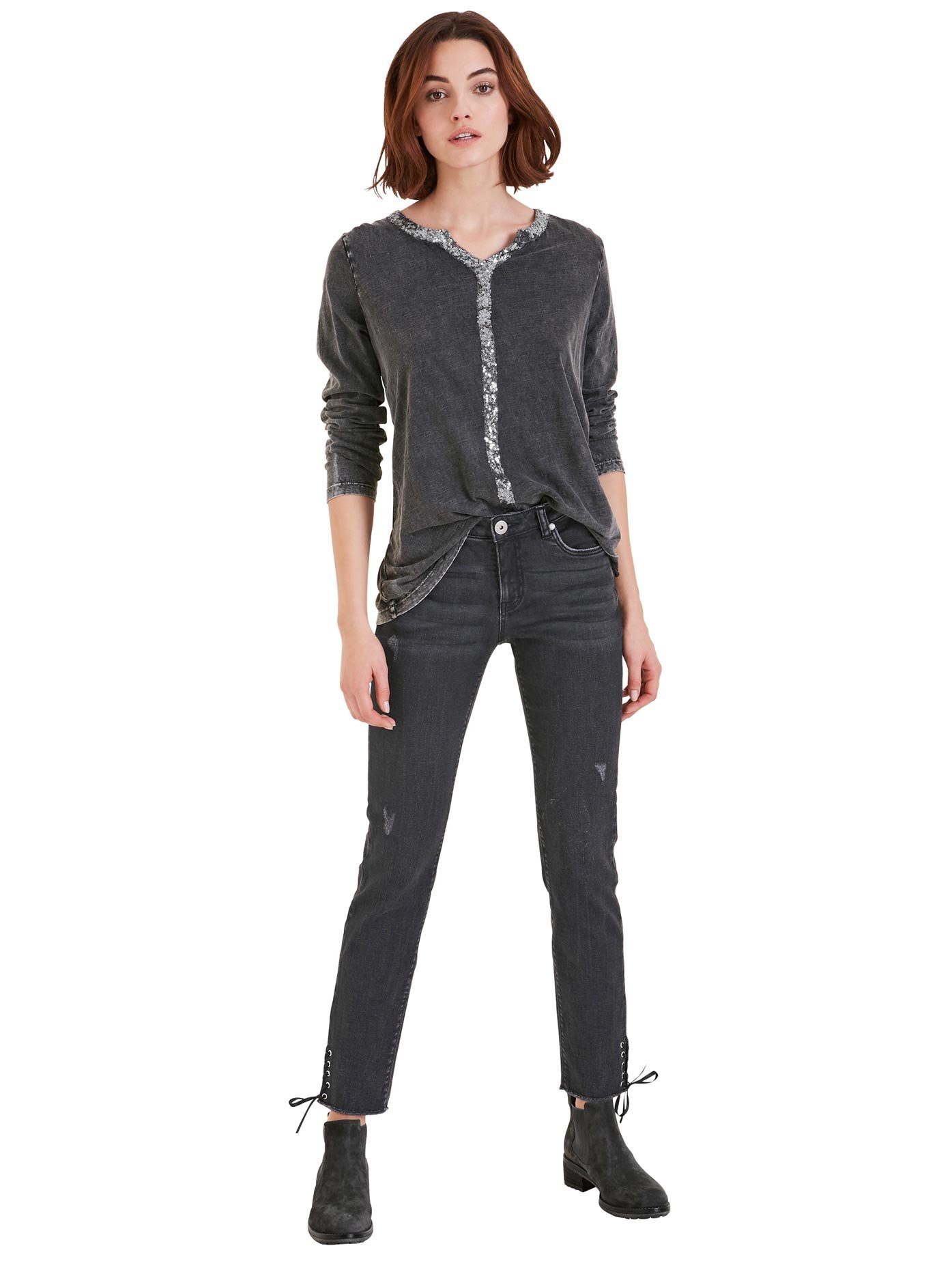 heine Shirt met lange mouwen Shirt (1-delig) dames longsleeves maat 34 grijs
