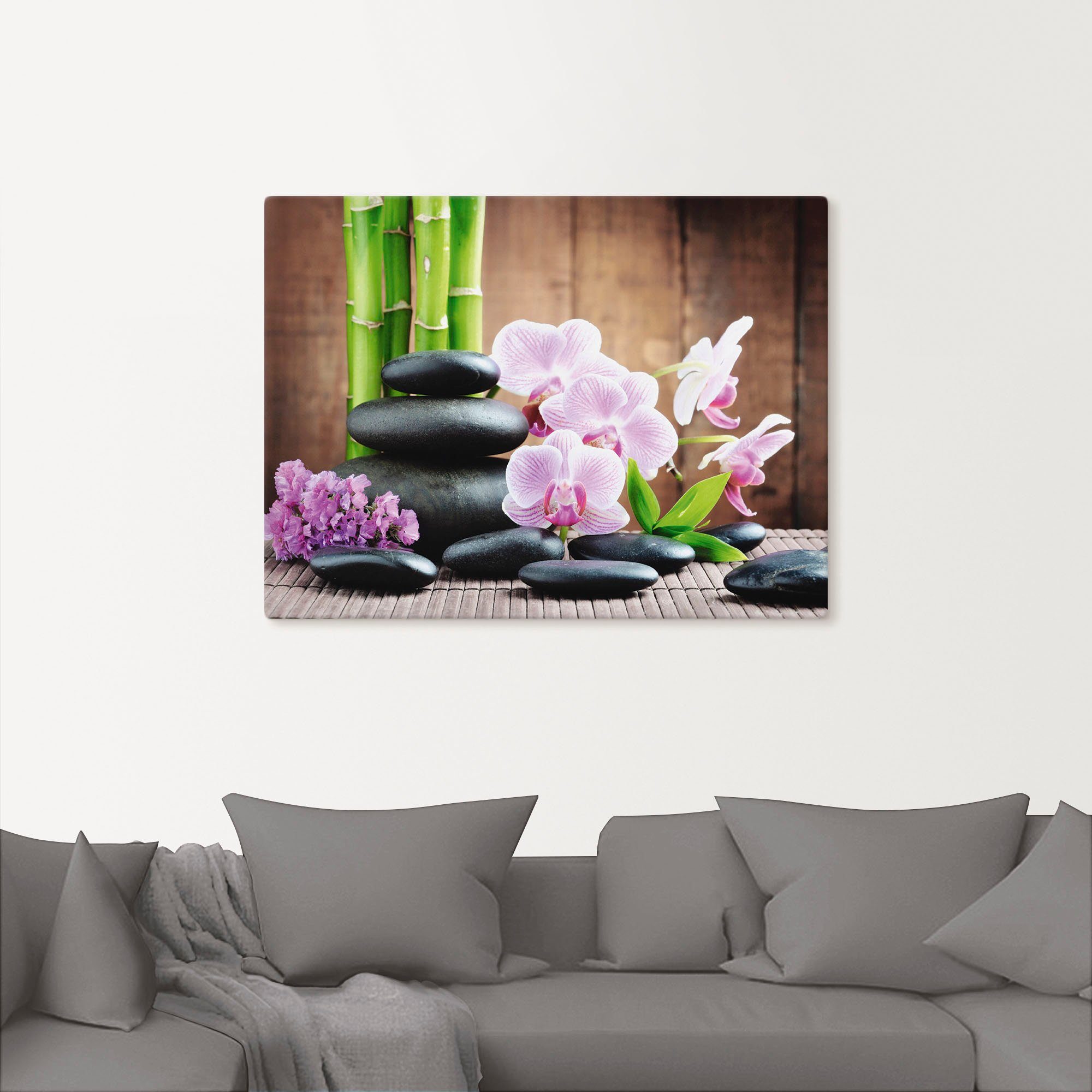Artland Artprint Spa concept zen stenen orchideeën als artprint op linnen, poster, muursticker in verschillende maten