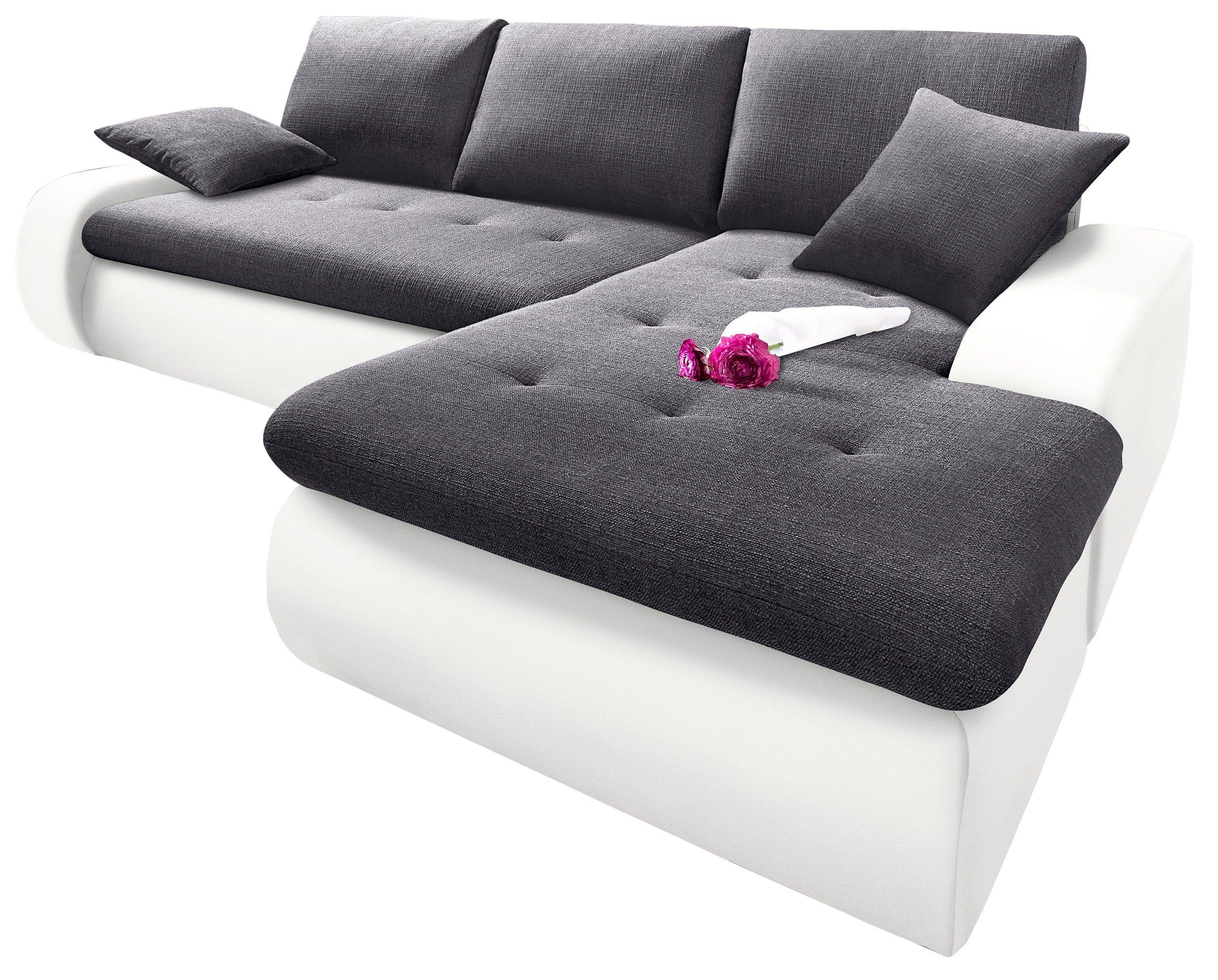 TRENDMANUFAKTUR Hoekbank Indie, modern und bequem, Materialmix, OTTOs Choice, L-Form naar keuze xl of xxl wit, hoekbanken, SOFTLUX -imitatieleer/fijne