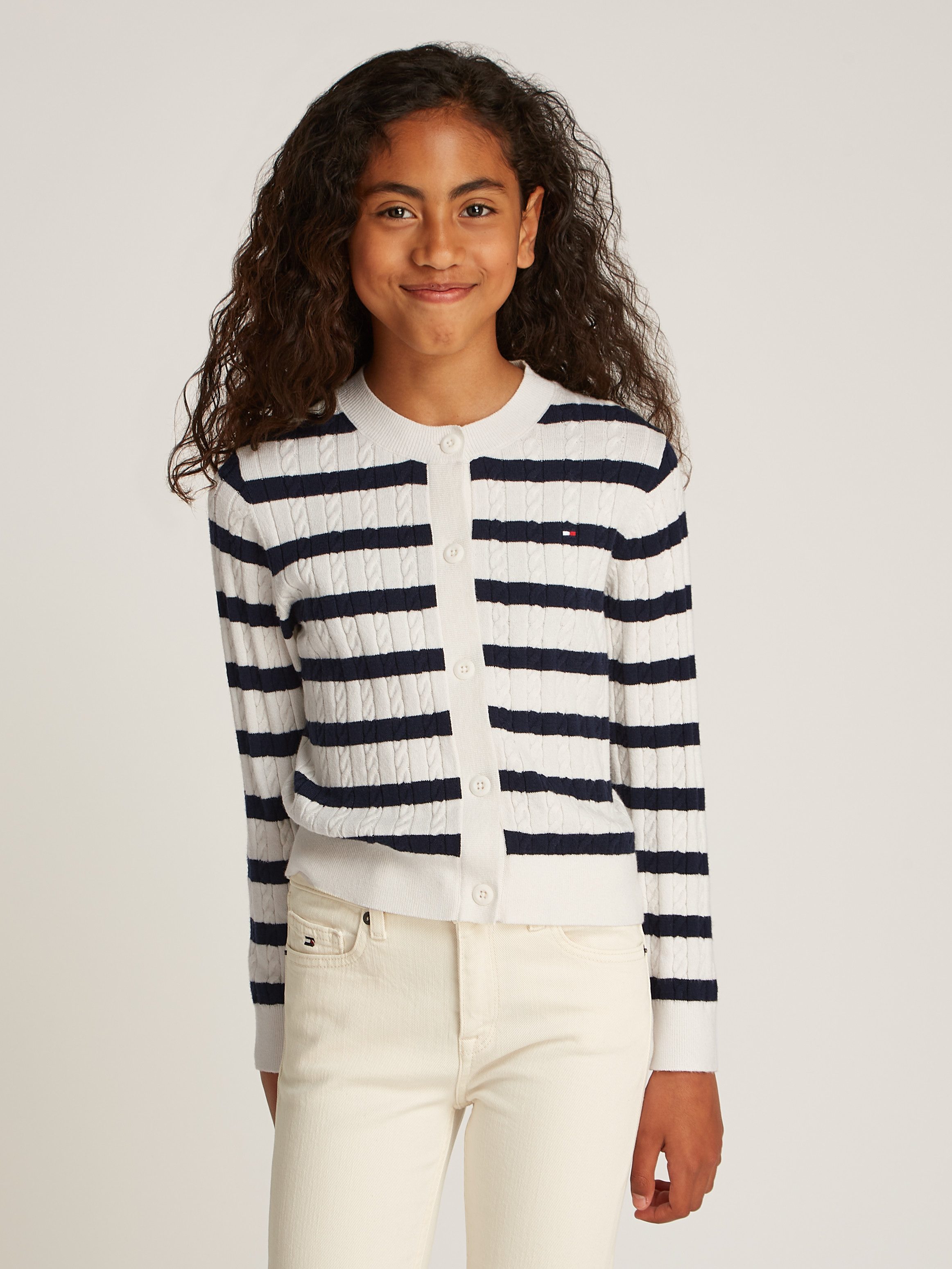 Tommy Hilfiger Vest MINI CABLE CARDIGAN met klein kabelpatroon