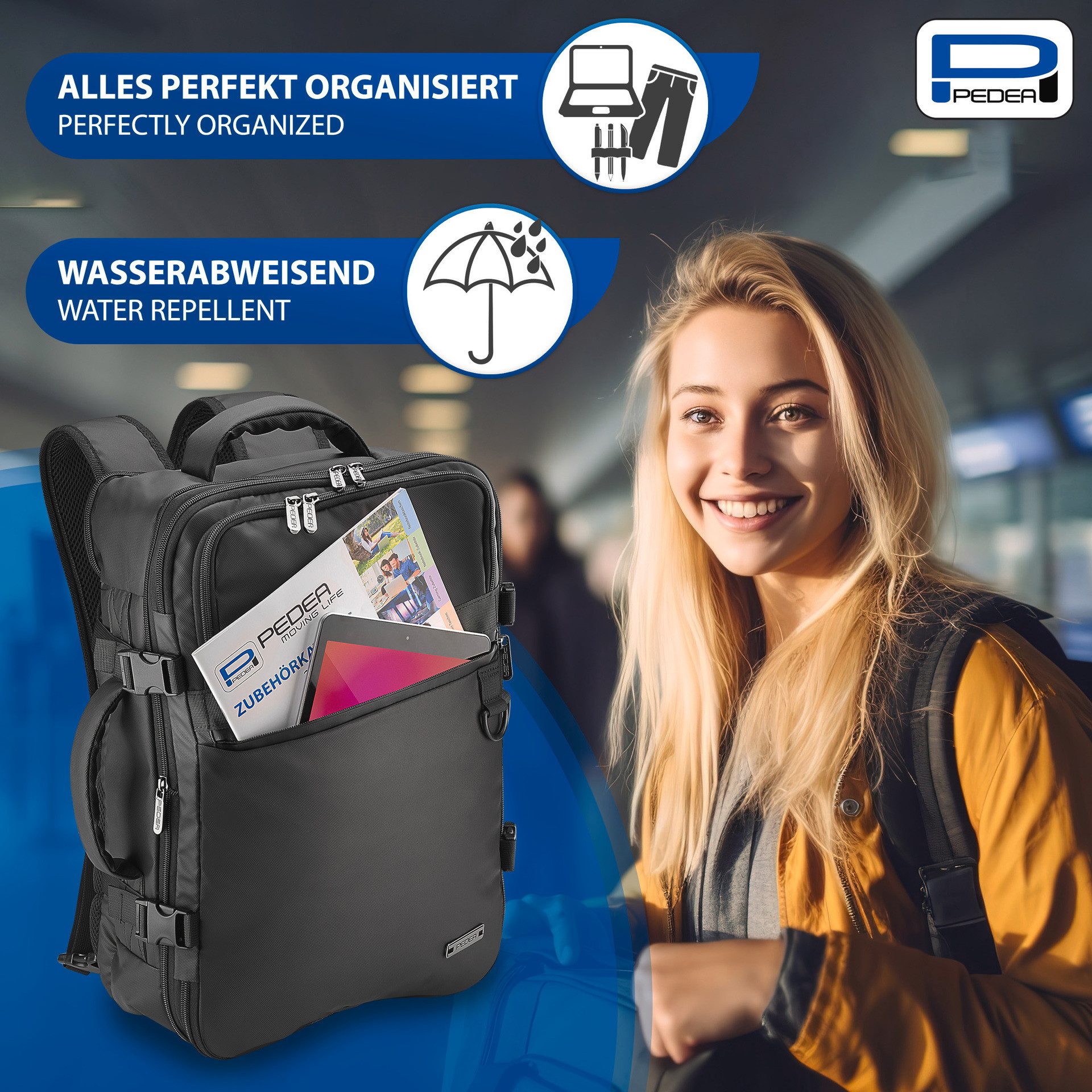 PEDEA Notebook rugzak Clutch 15,6 (39,6cm) met reisvak