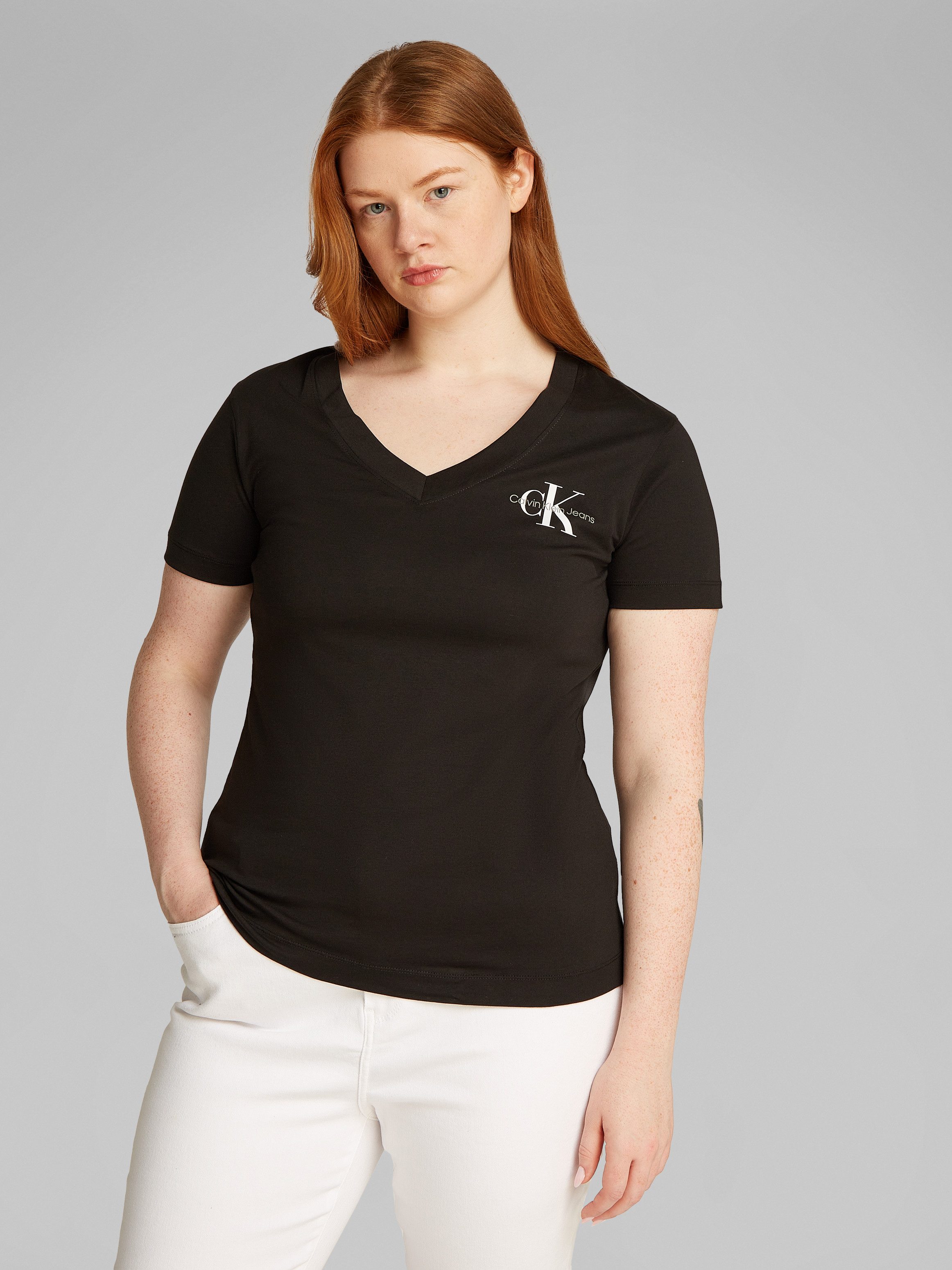 Calvin Klein Jeans Plus T-shirt PLUS 2-PACK MONOLOGO V-NECK TEE (set, 2-delig, 2)