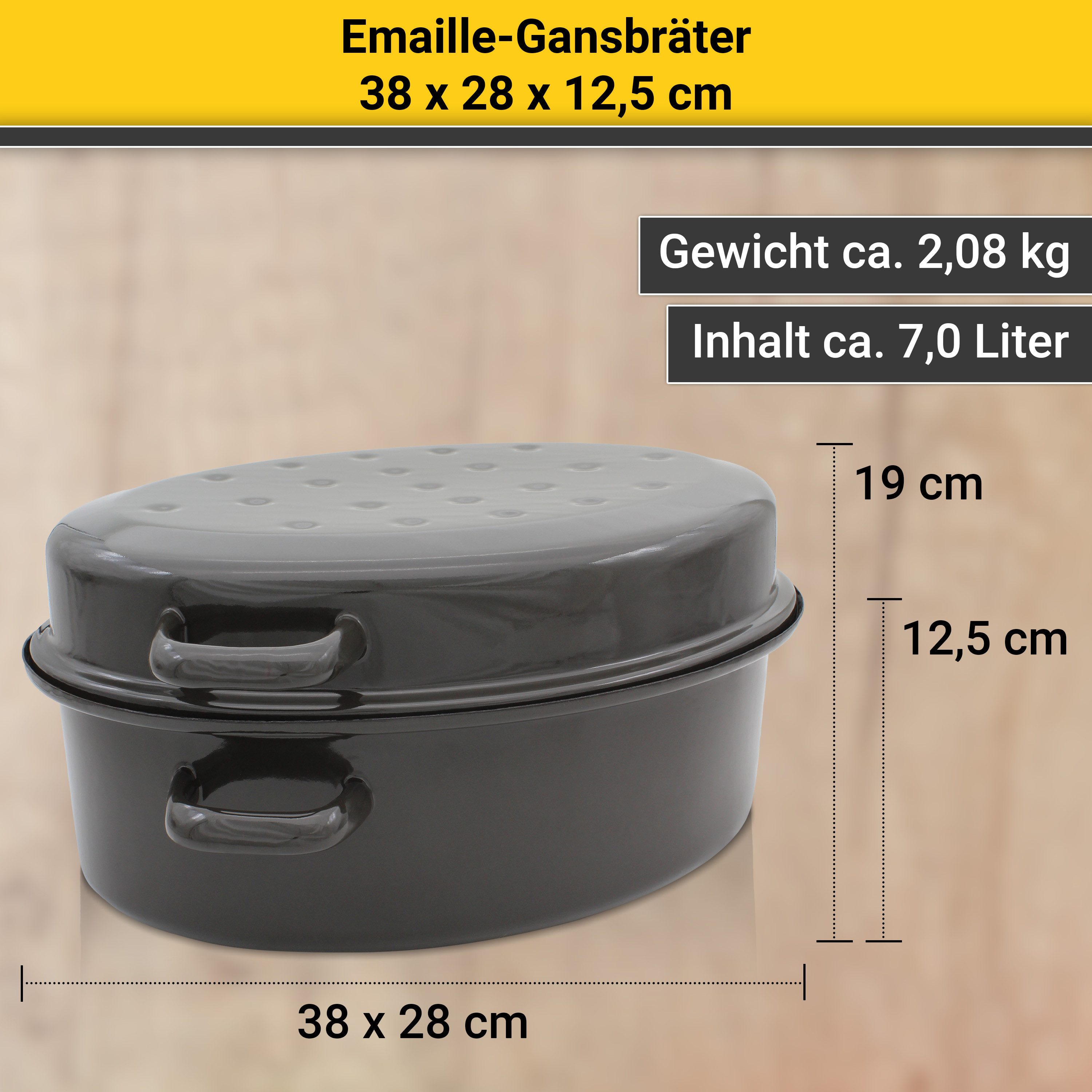 Krüger Braadpan Gansbraadpan met druipdeksel voor inductiekookvelden geschikt