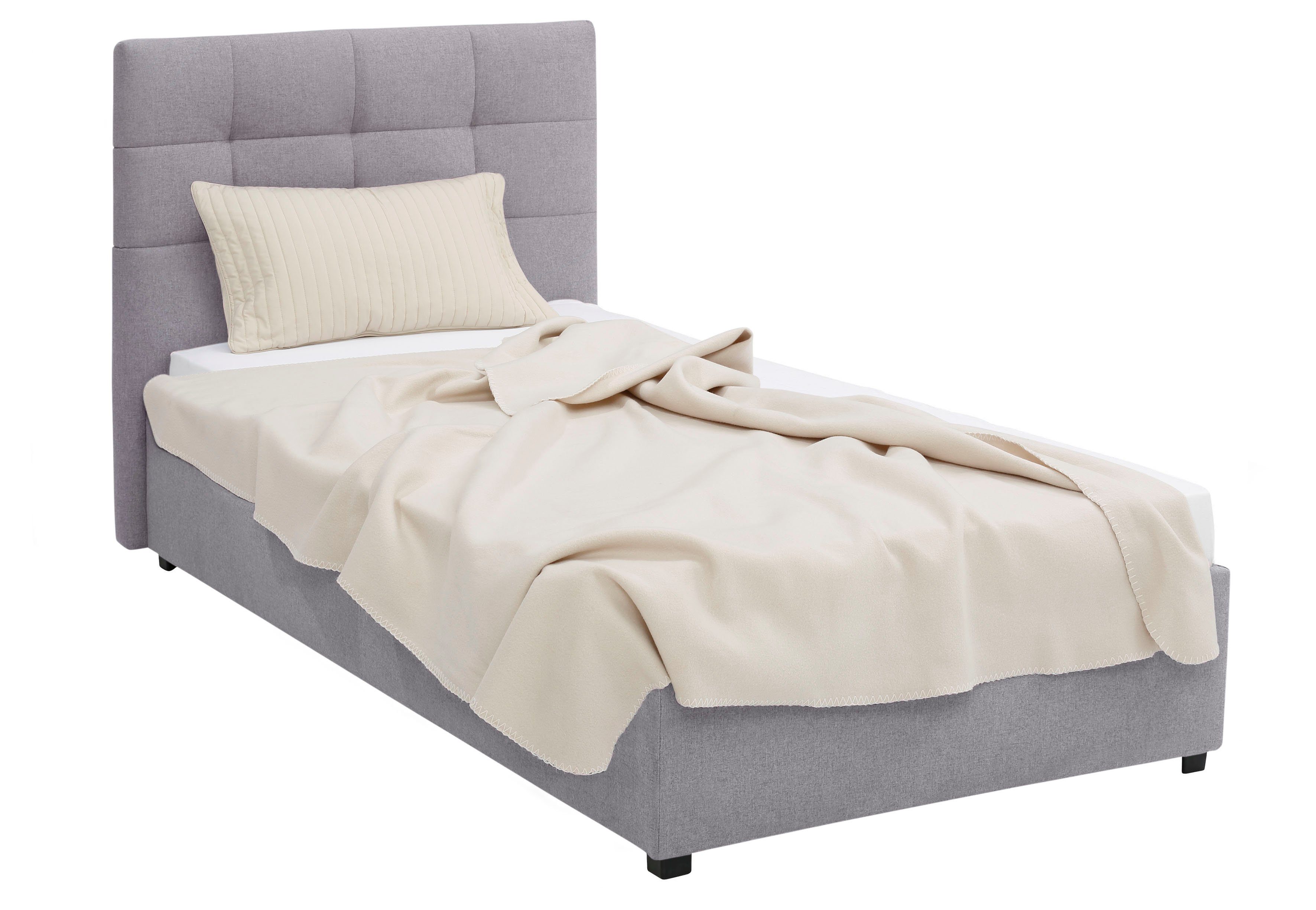 Lüttenhütt Gestoffeerd bed Endres met bedkist, naar keuze zonder matras/lattenbodem of incl. matras