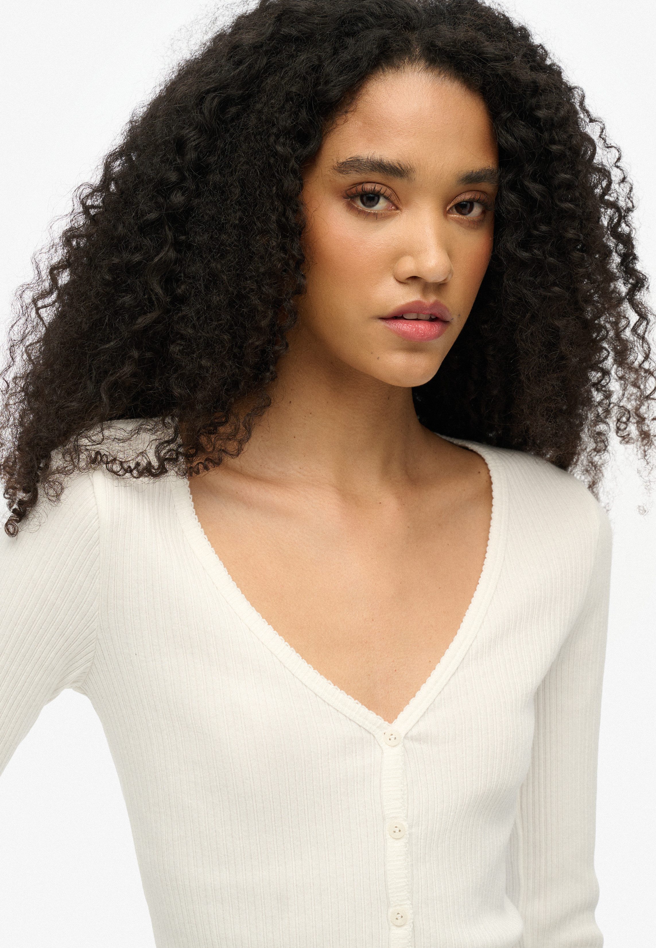 Superdry Shirt met lange mouwen ESSENTIAL BUTTON THRU LS TOP