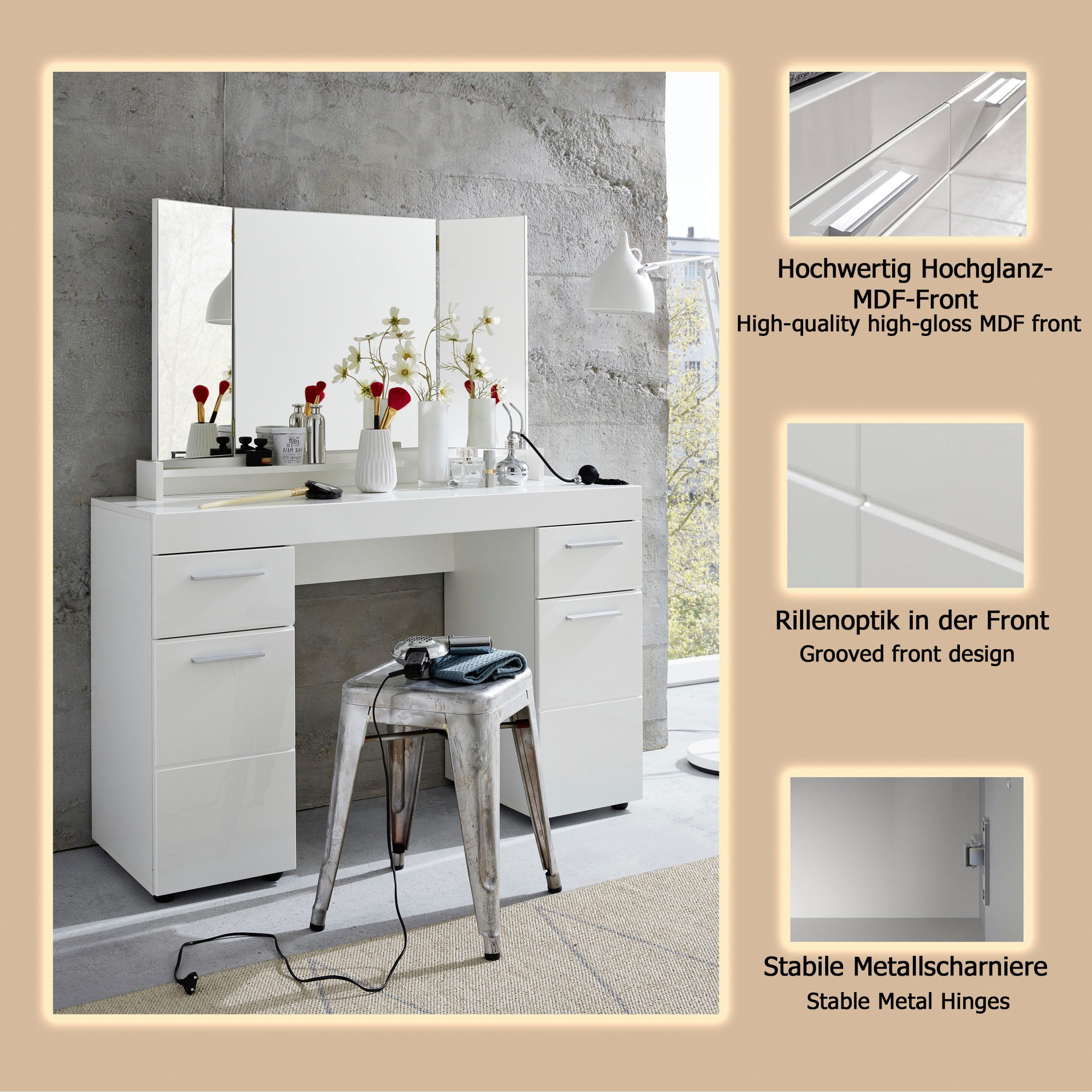 INOSIGN Make-uptafel Avena incl. spiegel (set)
