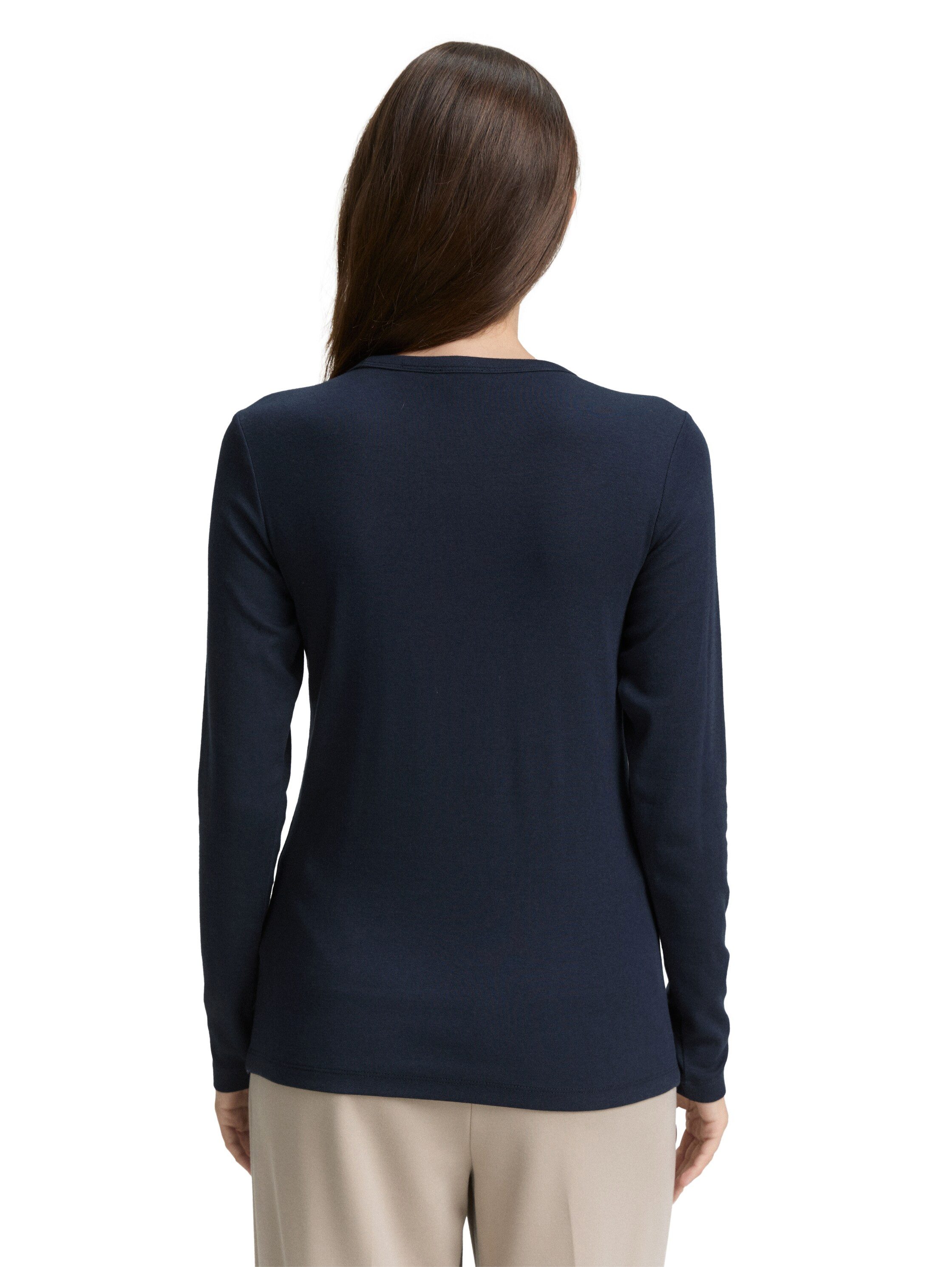 Tom Tailor Shirt met lange mouwen met ronde hals en stretch