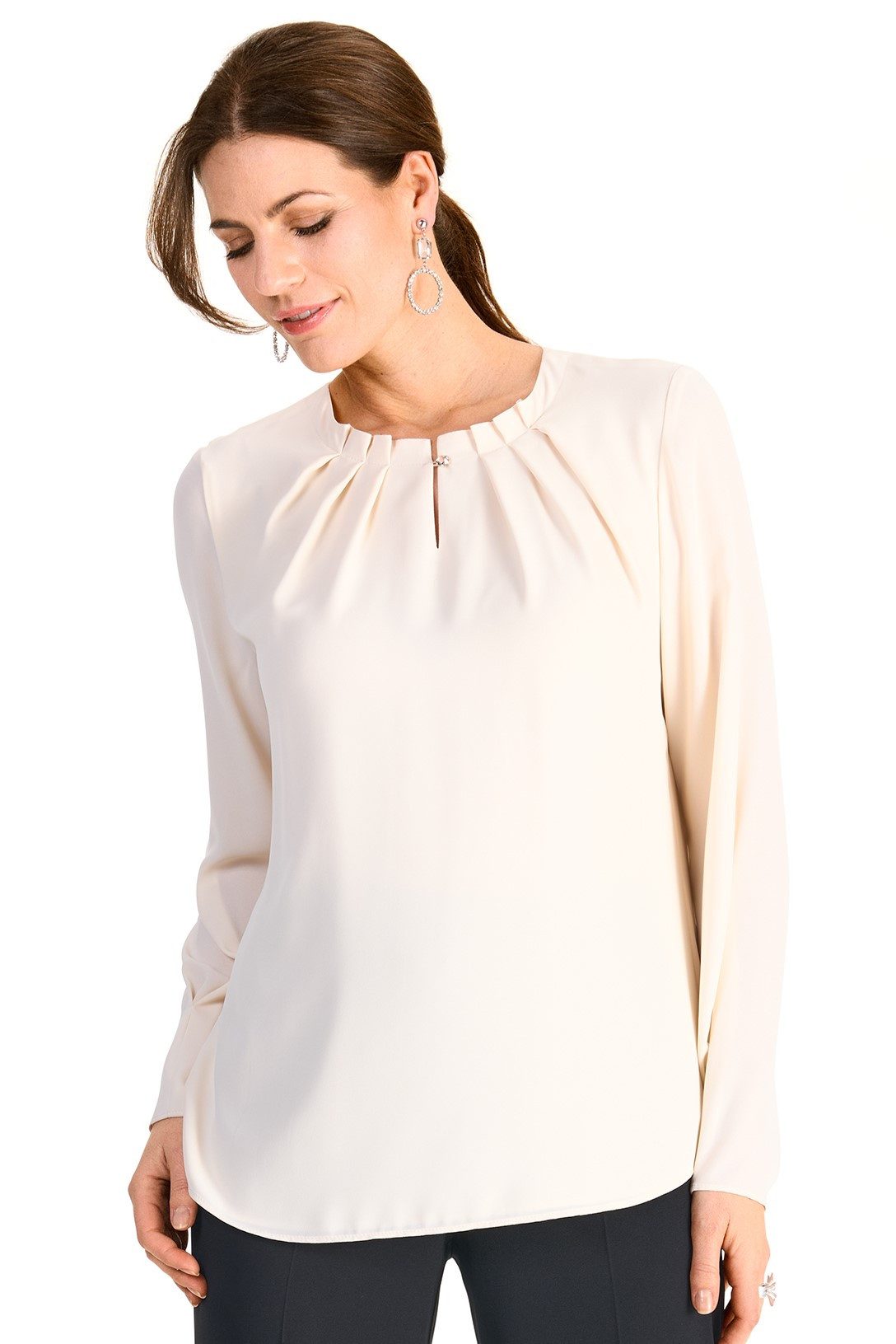 HERMANN LANGE Collection Blouse met lange mouwen met transparante mouwen