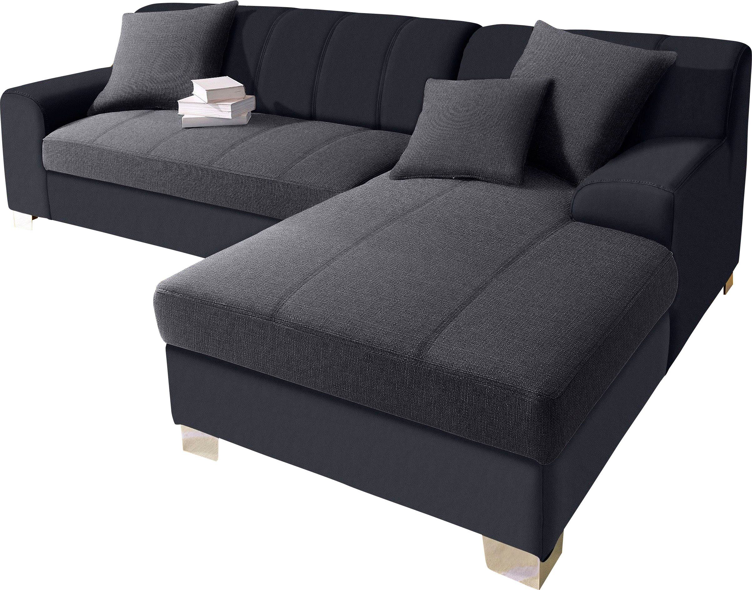 INOSIGN Hoekbank Turah incl. sierkussens, modern doorgestikt, ook in leer naar keuze met slaapfunctie, bedbank, bxdxh: 239x152x75 cm, l-model