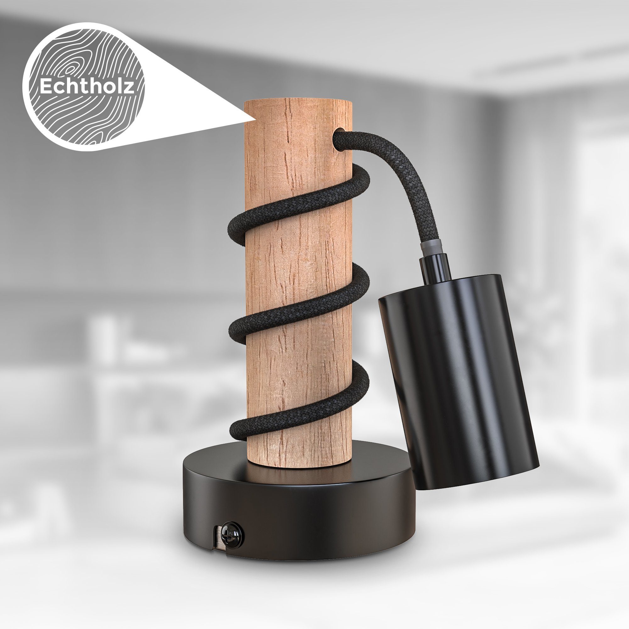 B.K.Licht Wandlamp Wandlamp, 1-vlamig, vintage, industrieel ontwerp, retro, staal, hout