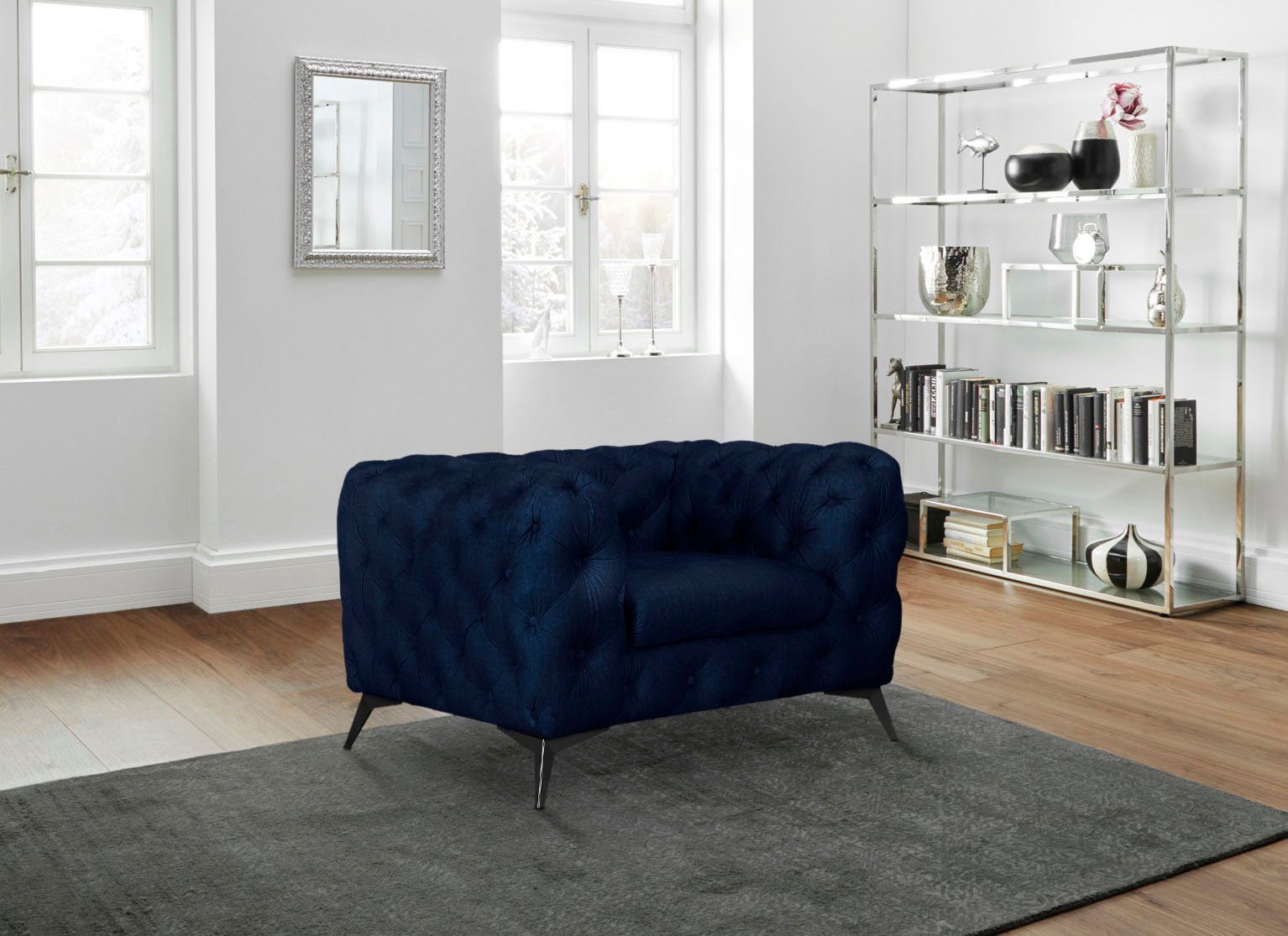 Leonique Chesterfield-fauteuil Glynis Fauteuil luxueuze capitonnage, moderne chesterfield look, kleur van de poten ter keuze