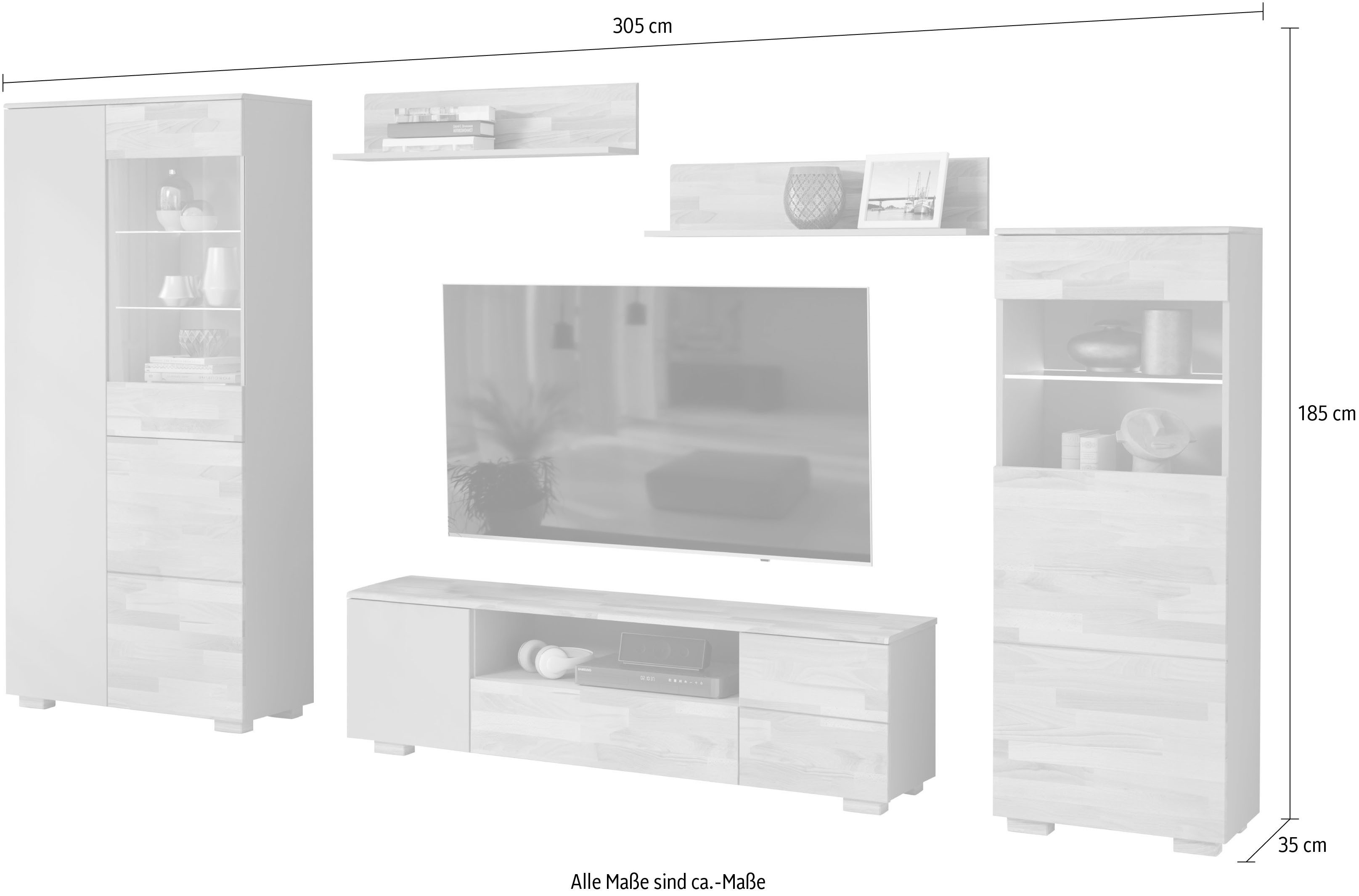 Home affaire Wandmeubel mooie moderne look (5-delig)