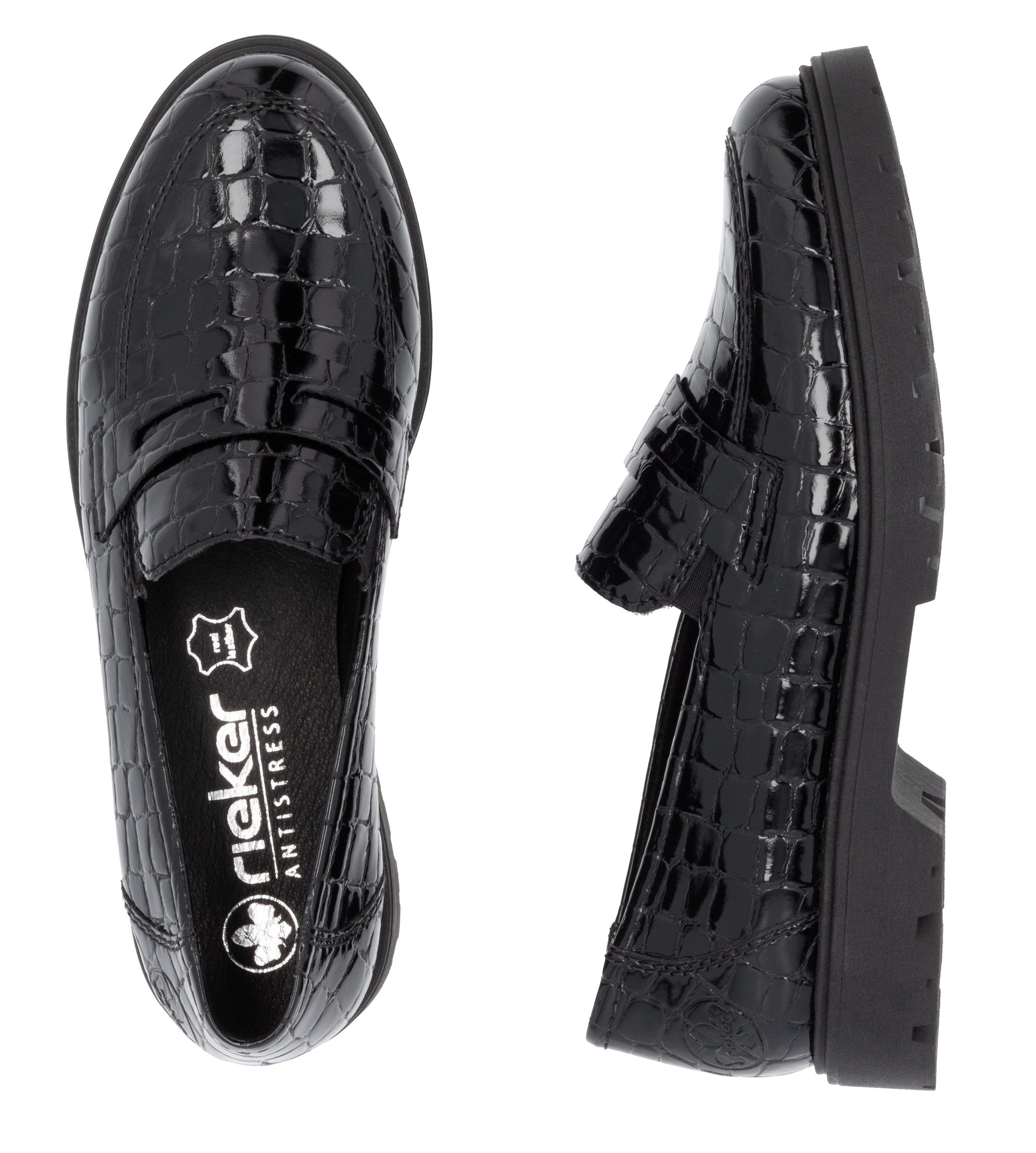 Rieker Loafers slippers, instapschoen, college schoenmet kleine elastieken