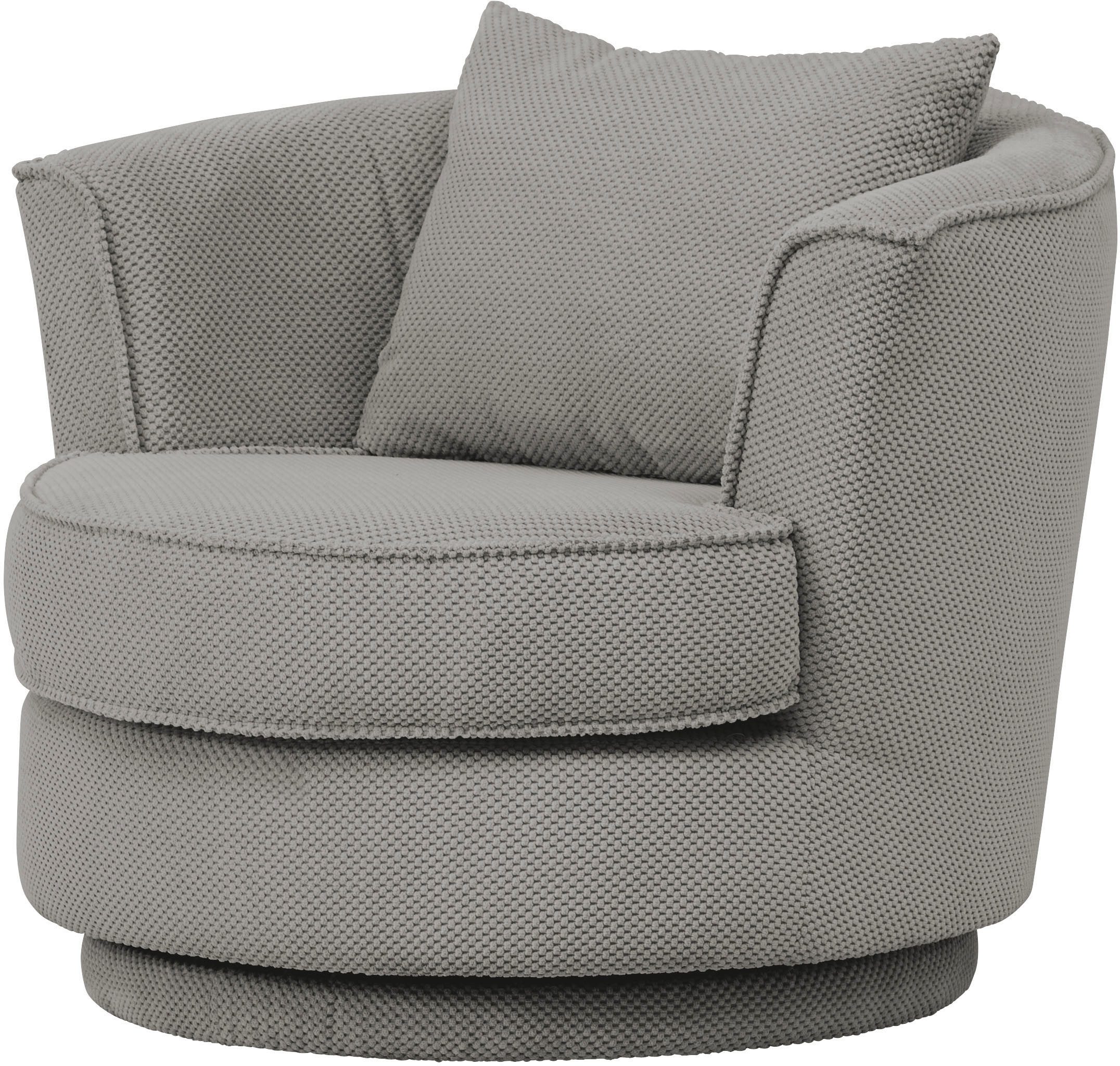 Leonique Draaibare fauteuil MAISIE, leesfauteuil, love seat, trendige stoffen mega cord en geweven velours, 360 graden draaibaar