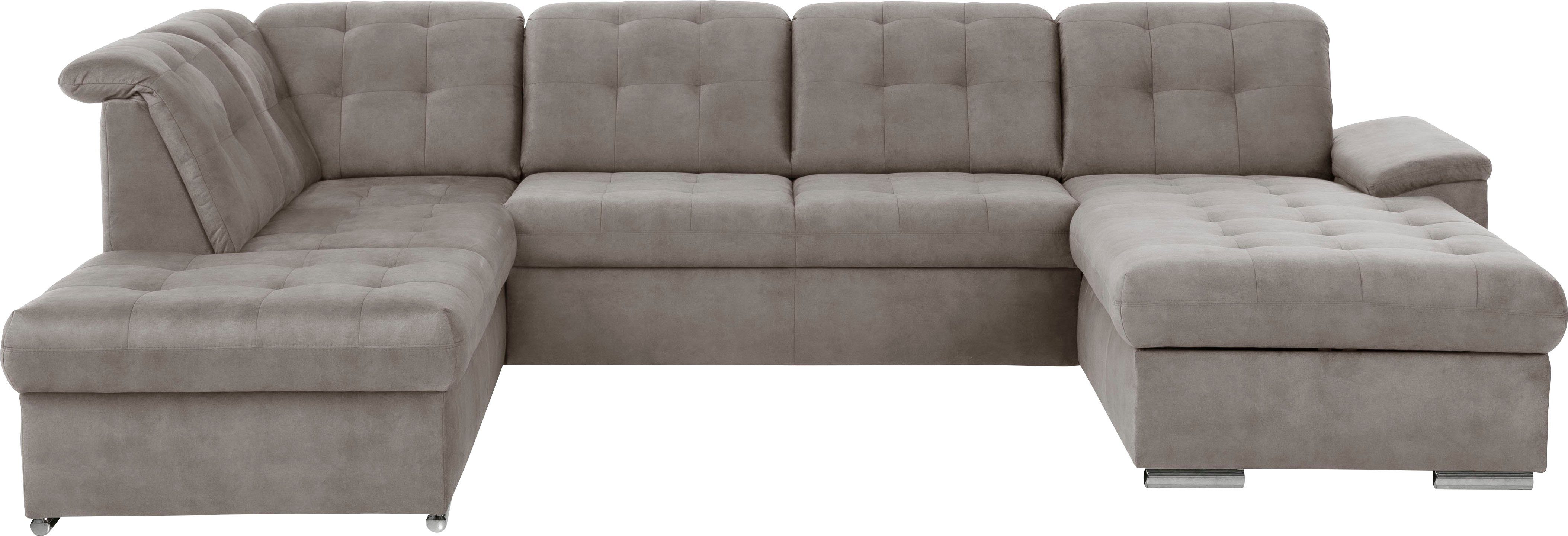 exxpo - sofa fashion Zithoek Durango, uitgebreide zit- en rugverwerking, comfortabel, U-vorm inclusief verstelbare hoofdsteun, naar keuze met slaapfunctie en bedkist (4-delig)