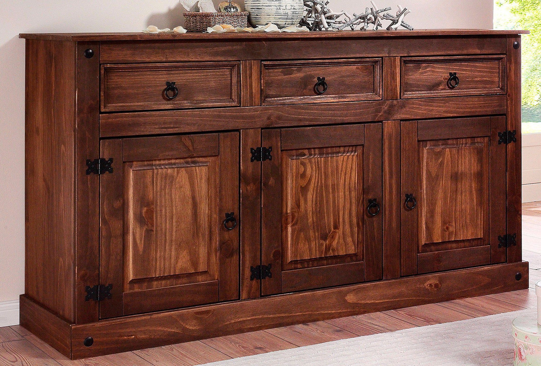 Home affaire Dressoir Mexico Commode van massief dennenhout, breedte 151 cm