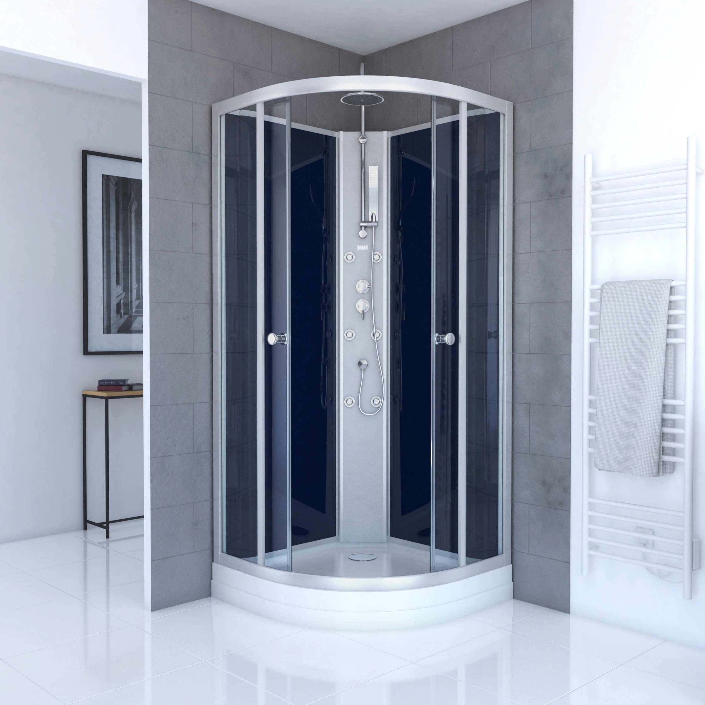 Marwell Complete douche Night inclusief kranen, 85 cm x 85 cm douchecabines grijs