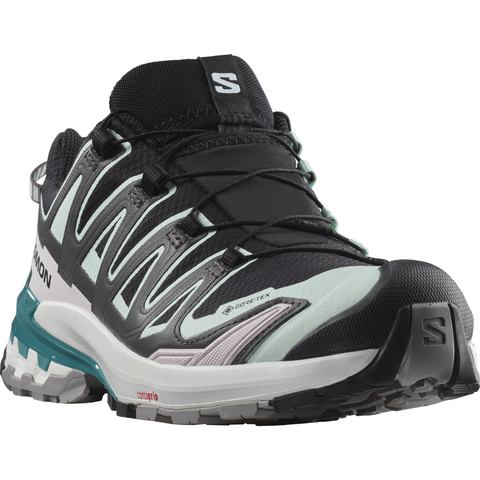 Salomon Women's XA Pro 3D V9 Gore-Tex Trail Running Shoes Black-Bleached Aqua-Harbor Blue