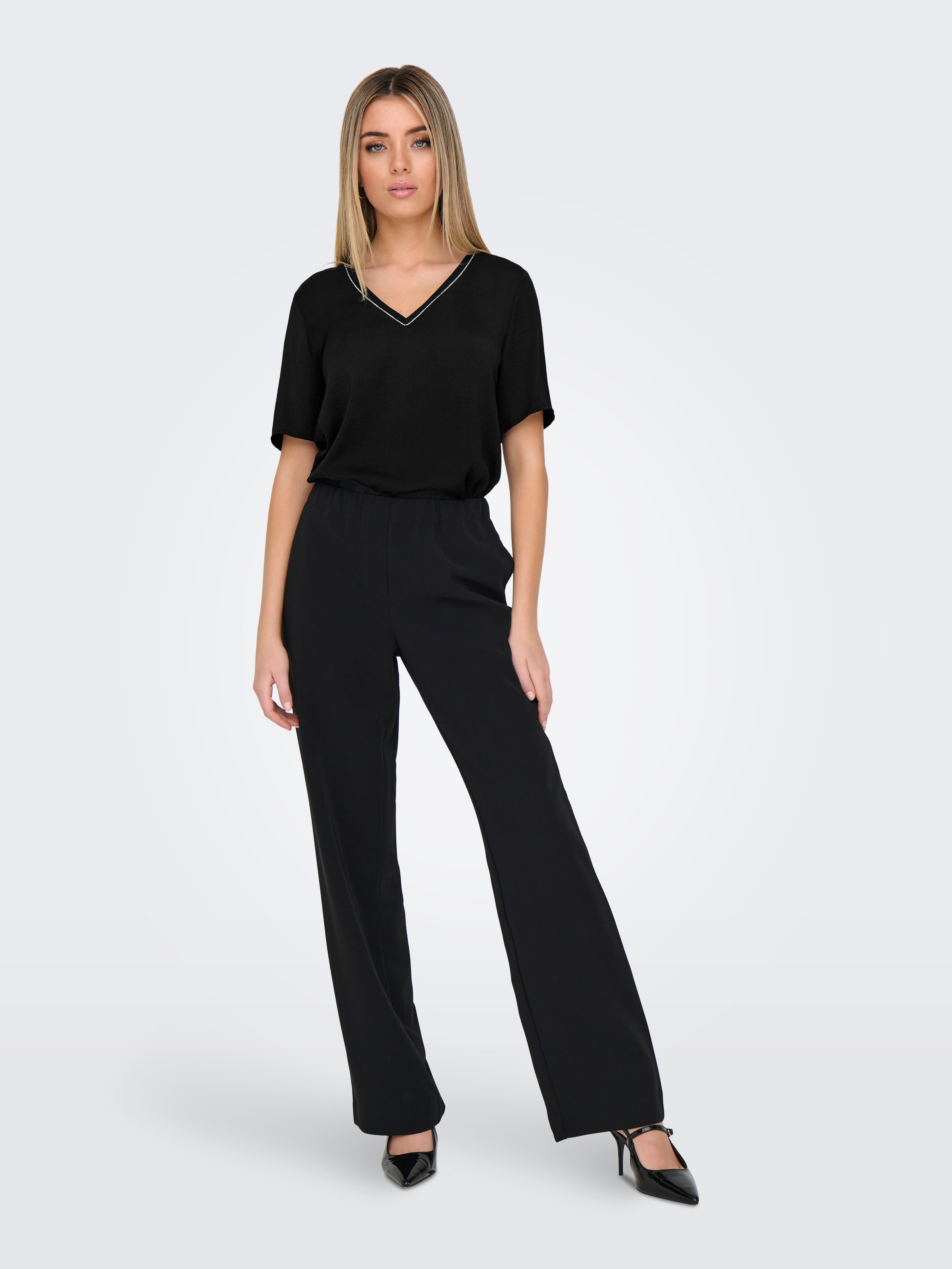 Only Shirt met V-hals ONLAVA LIFE S/S CHAIN V-NECK TOP JRS