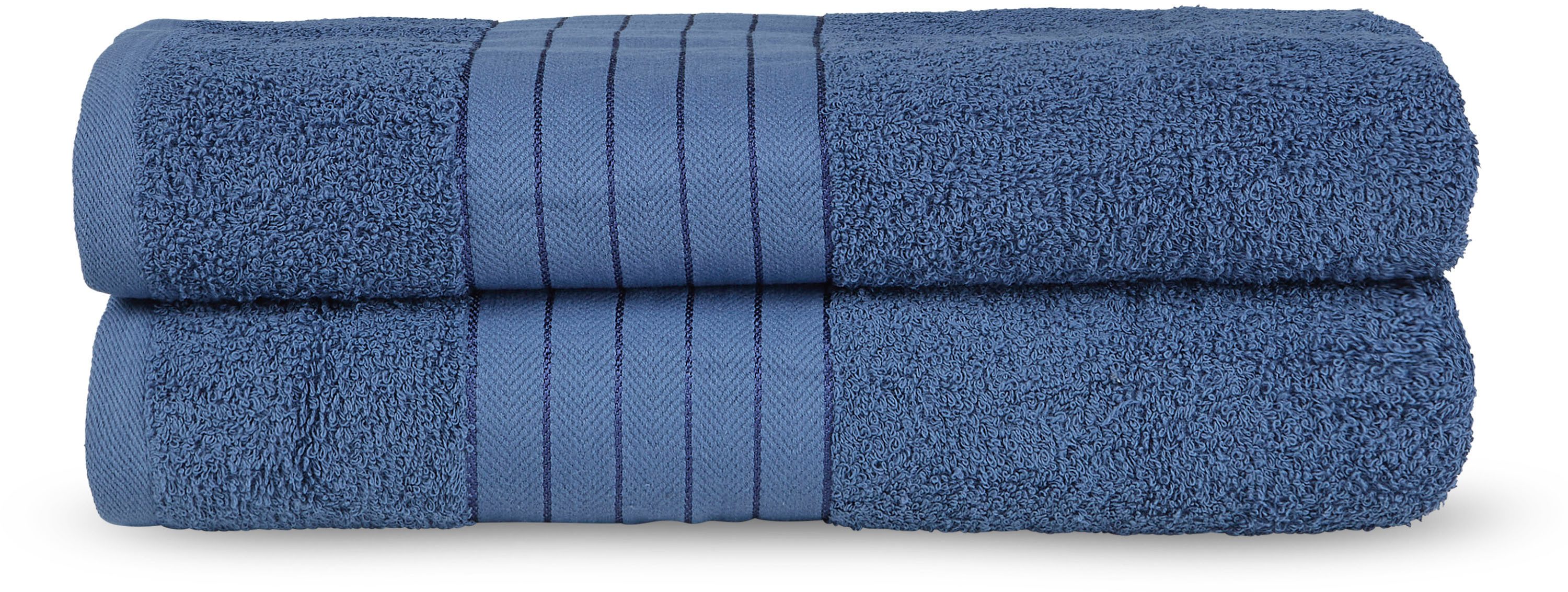 good morning Badlaken Uni Towels Katoen, walkfrottee, bies, 500 GSM, effen, zonder ophangbeugel (2 stuks) handdoeken blauw