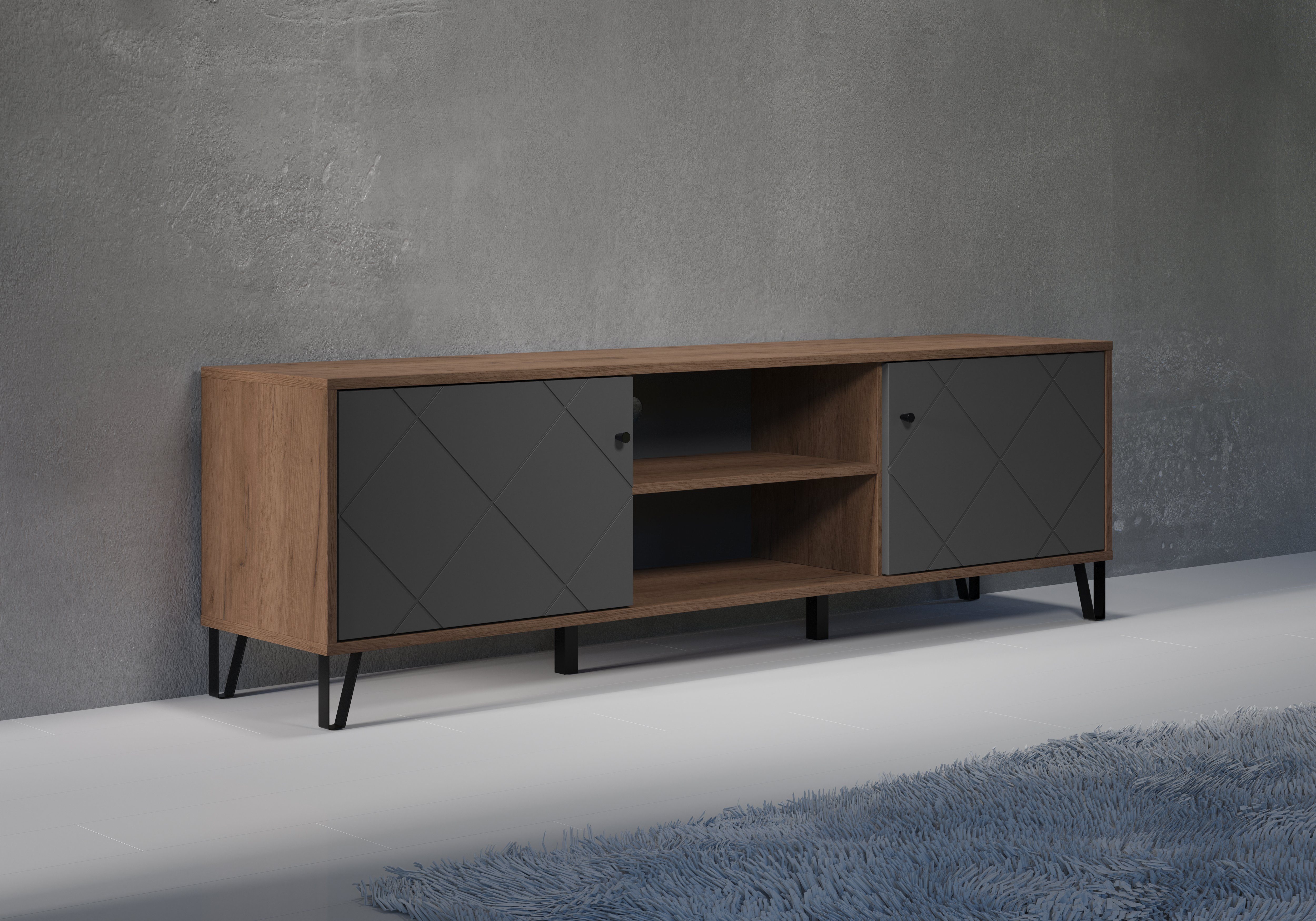 Places of Style Tv-meubel MOLVENO Commode, met gestructureerde fronten, Soft-Close, B 183 cm (1 stuk)