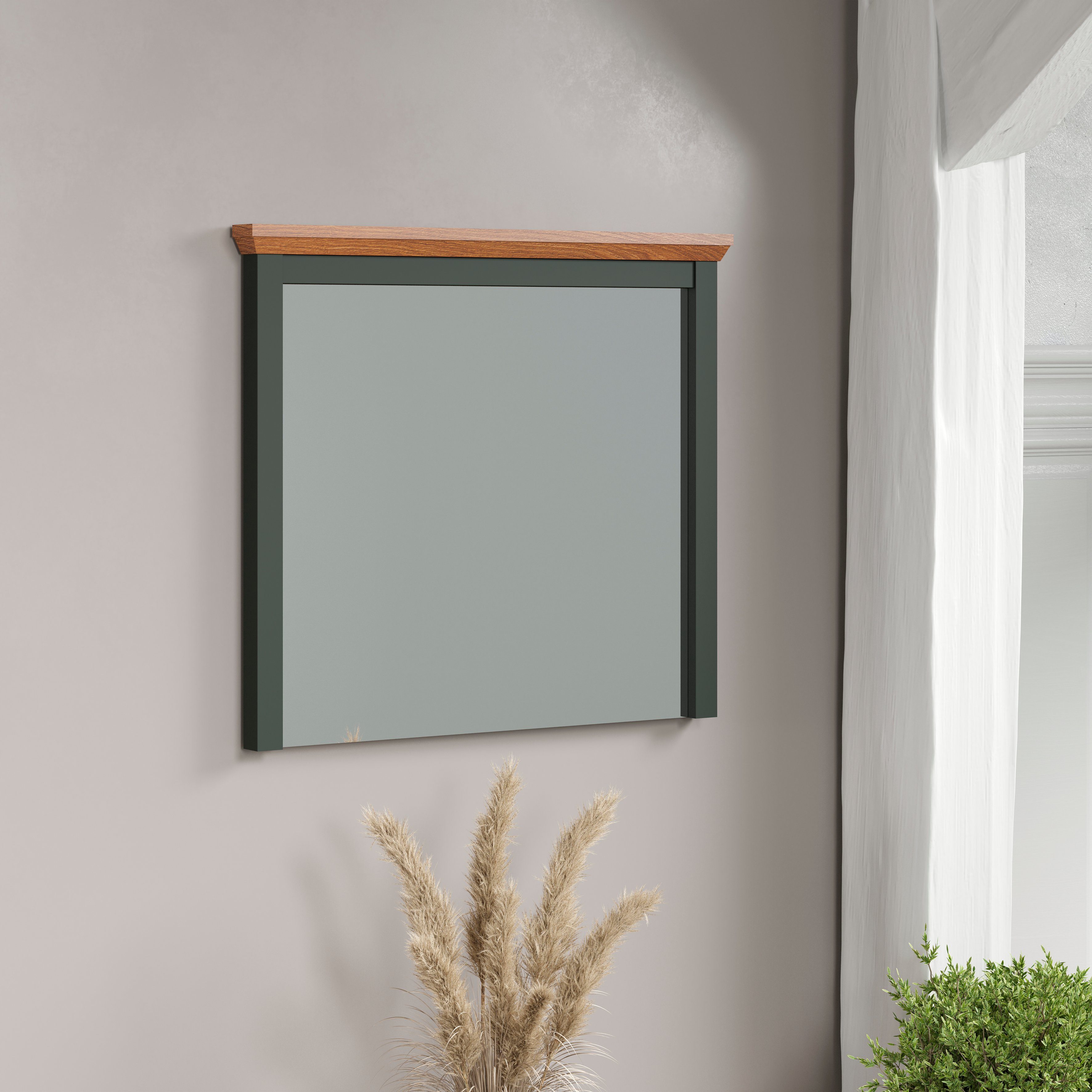 Home affaire Garderobespiegel Vienna Vierkant, B/H ca.: 77/68 cm, matte wandspiegel met frame, landhuisstijl (1 stuk)