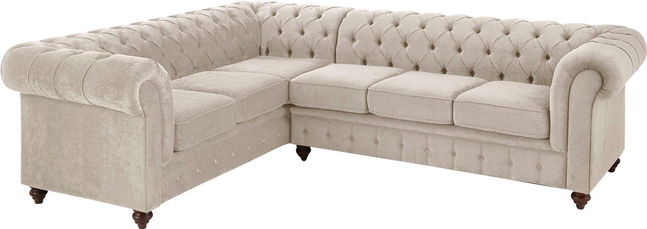 Home affaire Chesterfield-bank Chesterfield hoekbank, ook in leer L-vorm hoogwaardige knoopdetails, langer gedeelte links of rechts naar keuze