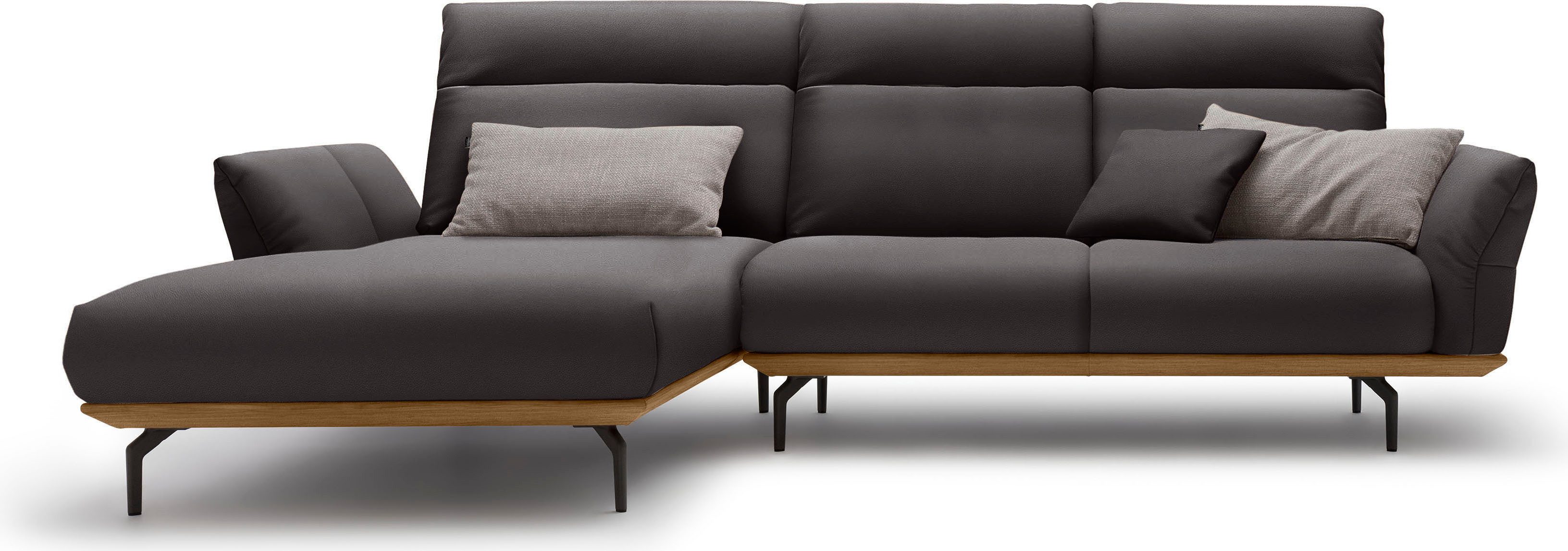 OTTO Creation BY ROLF BENZ Hoekbank Hs.460 Sokkel in walnotenhout, onderstel in umbra grijs, breedte 298 cm bruin, hoekbanken, Recamiere links