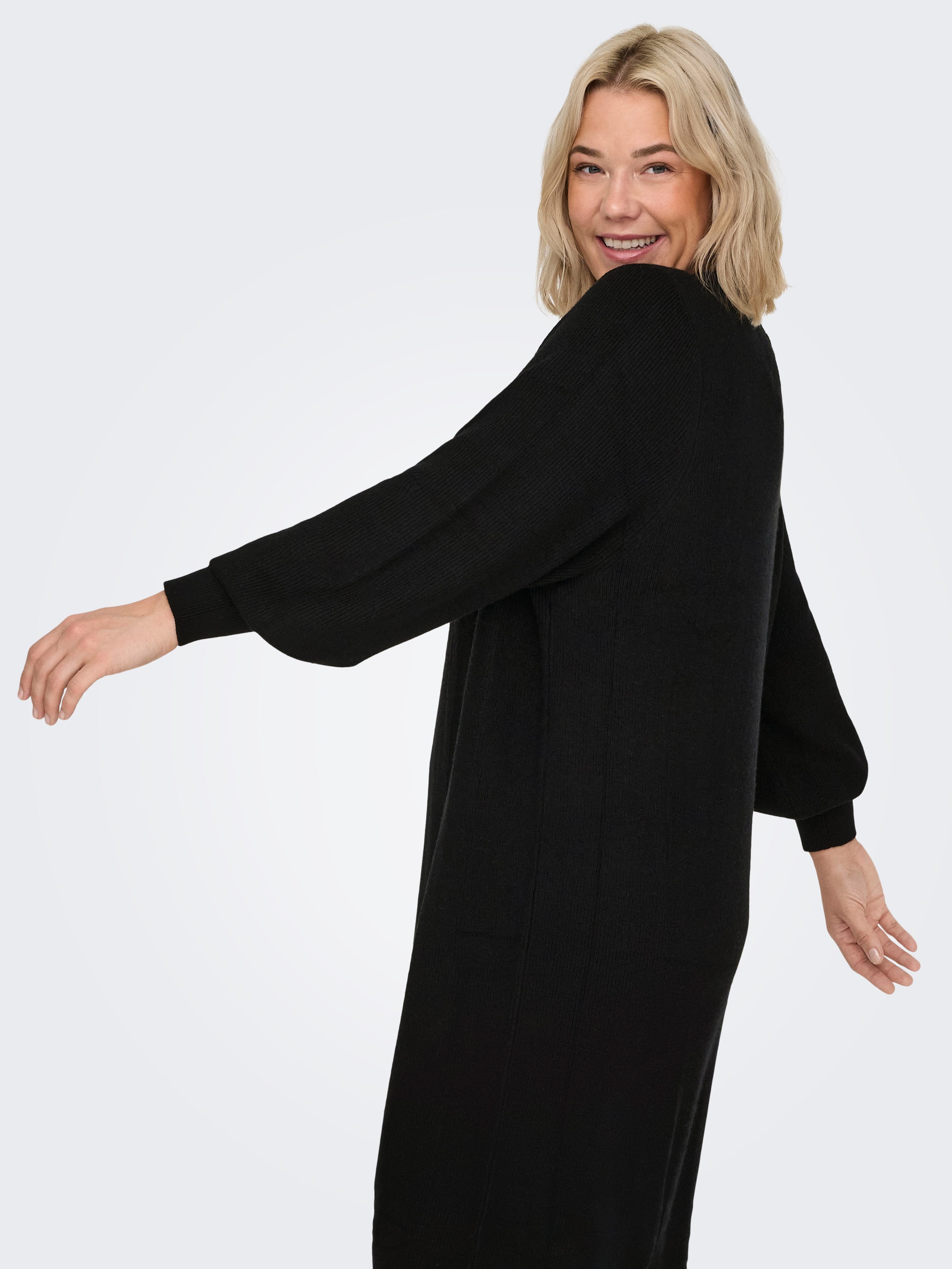 ONLY CARMAKOMA Gebreide jurk CARKATIA LS V-NECK DRESS KNT NOOS