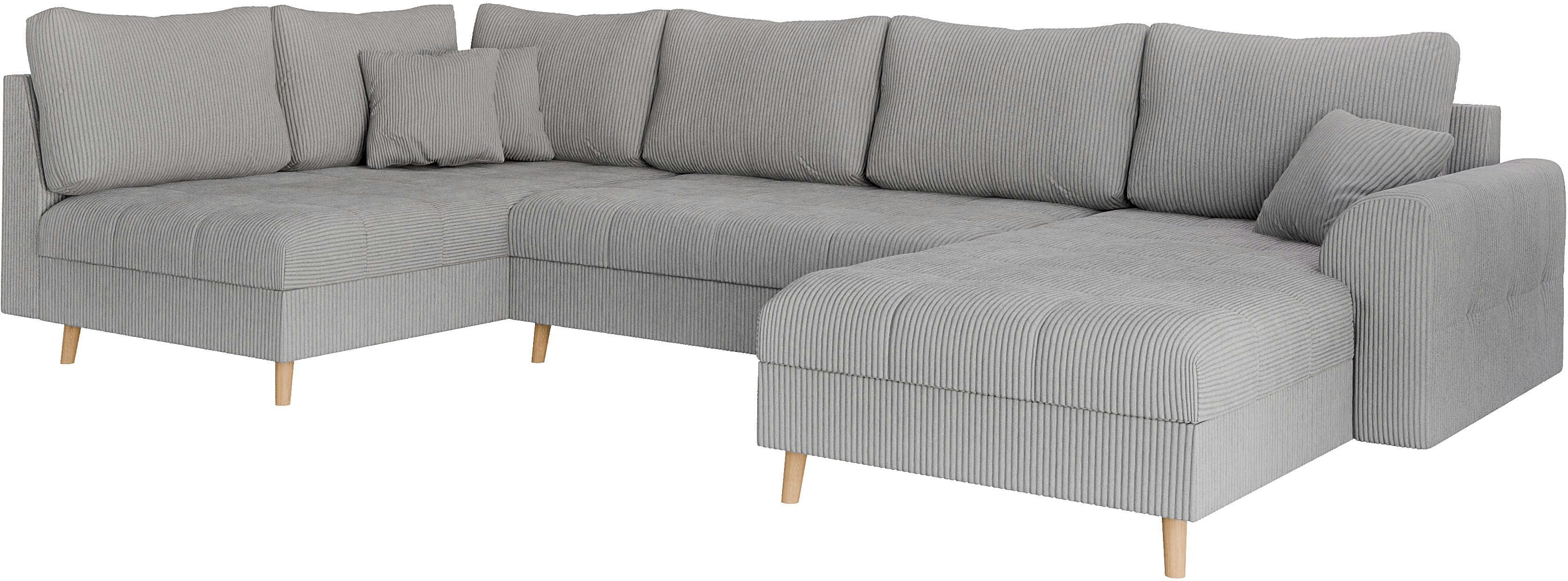 Home affaire Zithoek CHARRE U-vorm met ottomane, afmetingen B/D/H: 310/161/81 cm fijne stiksels, losse rug- en sierkussens, ook in cord en bouclé