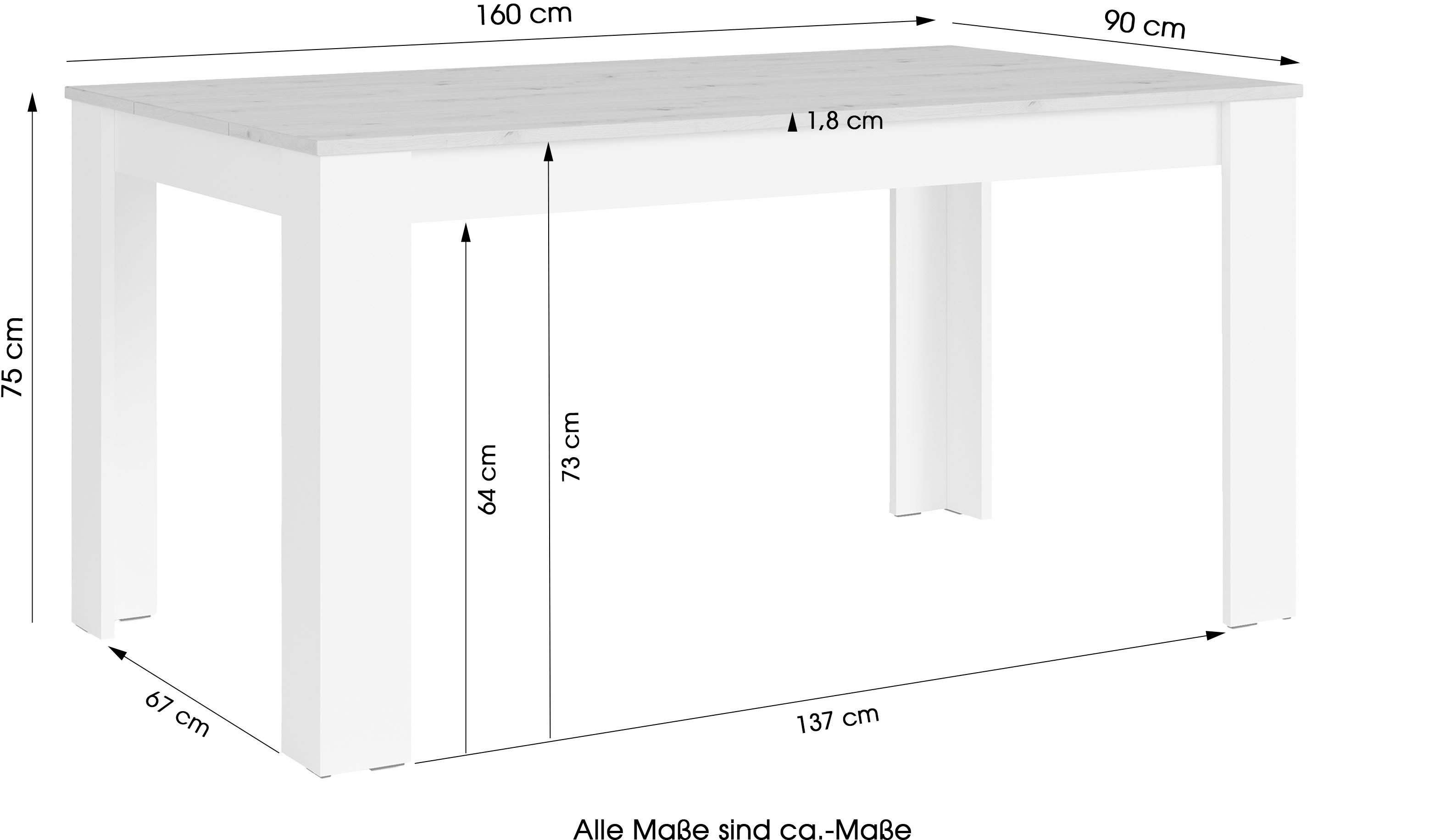byLIVING Eettafel Nori Keukentafel in eikenlook, frame in antraciet of wit