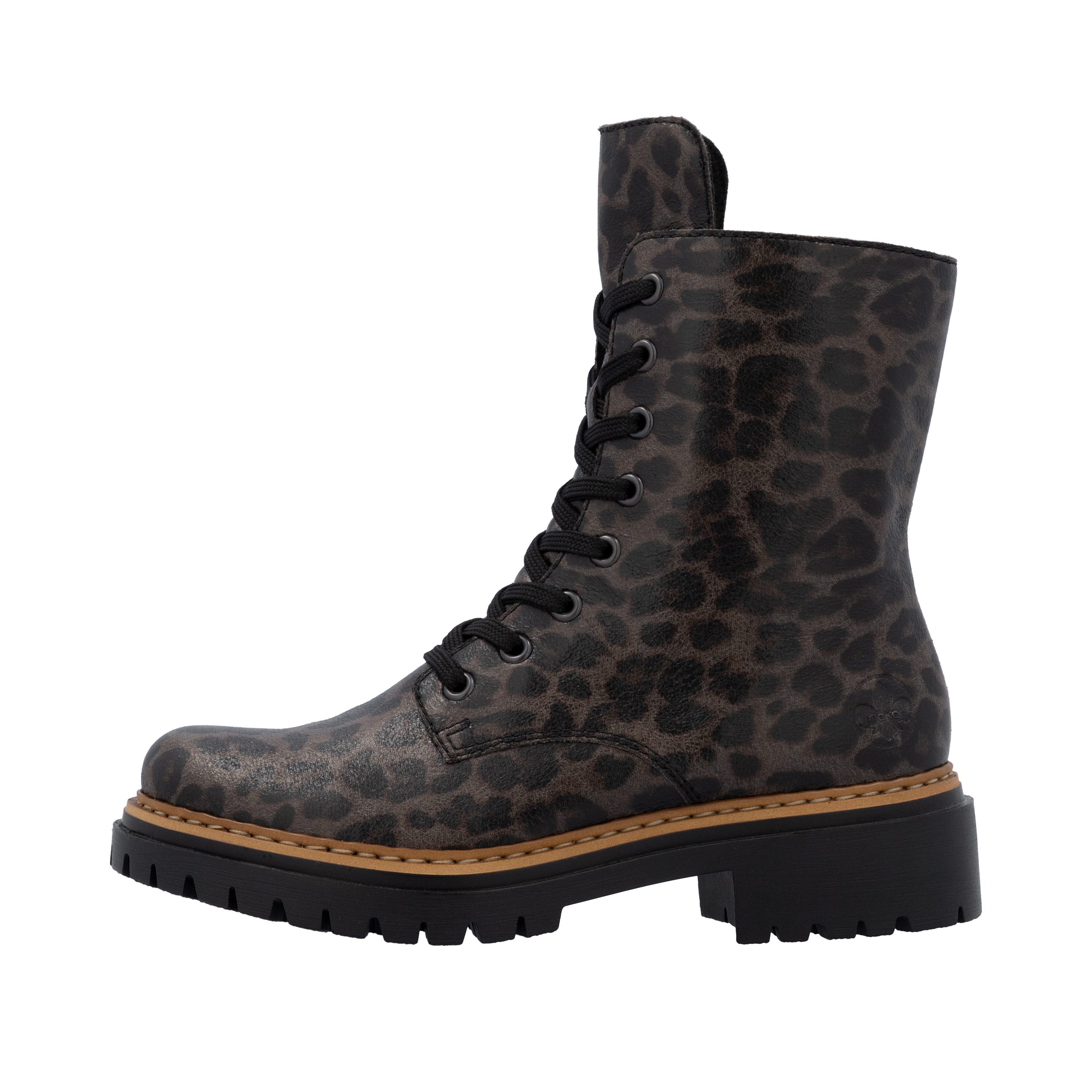 Rieker Veterschoenen Veterenkellaars, profielzool, met contrasterende zoolrand