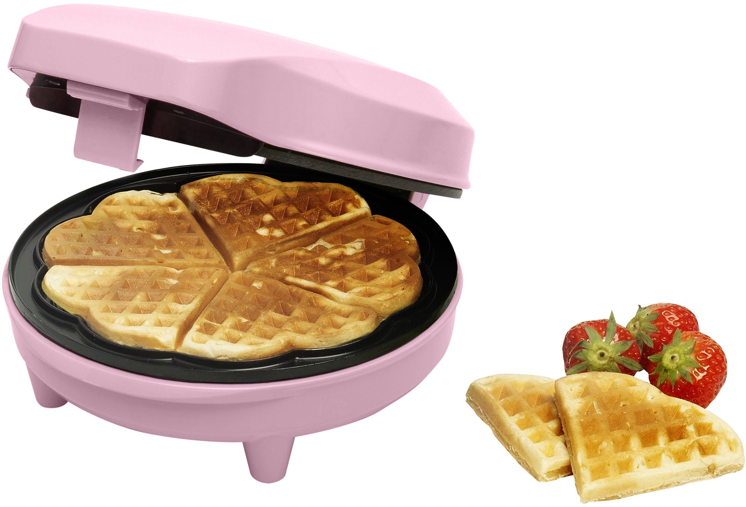 bestron Wafelijzer ASW217 voor klassieke hartvormige wafels, met antiaanbaklaag, retrodesign