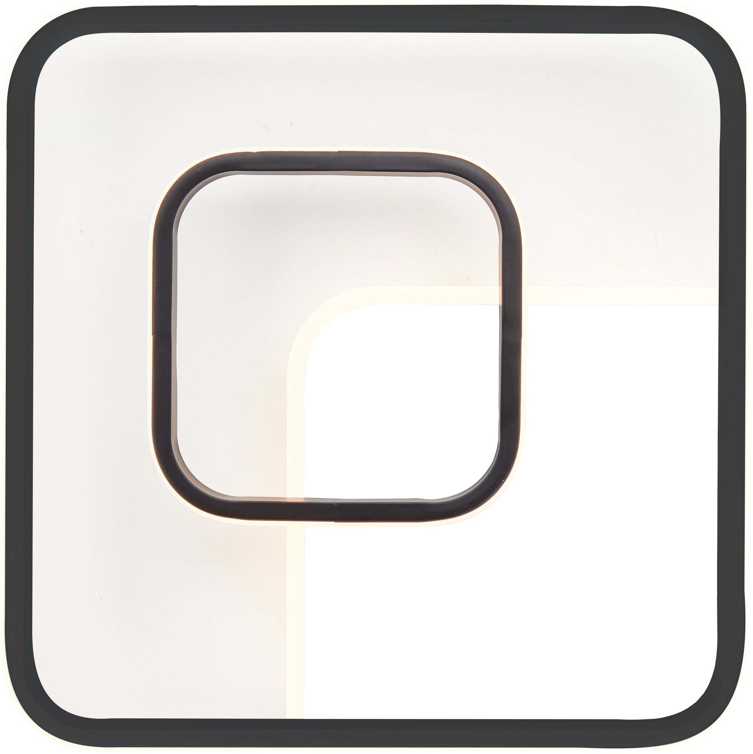 Brilliant Leuchten Led-plafondlamp Merapi 41 x 41 cm, 3600 lm, warmwit licht, metaal, kunststof, wit/zwart (1 stuk)